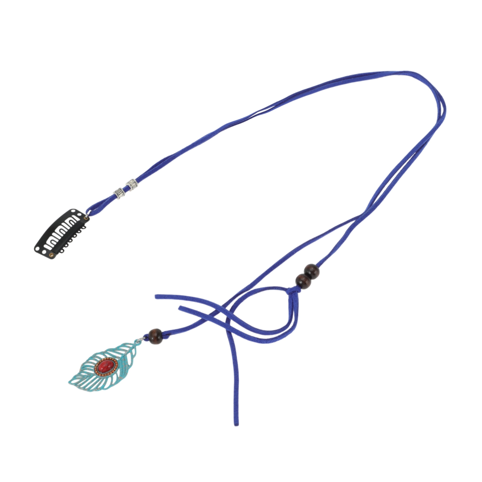 Unique Bargains Elegant Leaf Braided Hair Chain 1Pc Stylish Accessory Dark Blue 19.69"