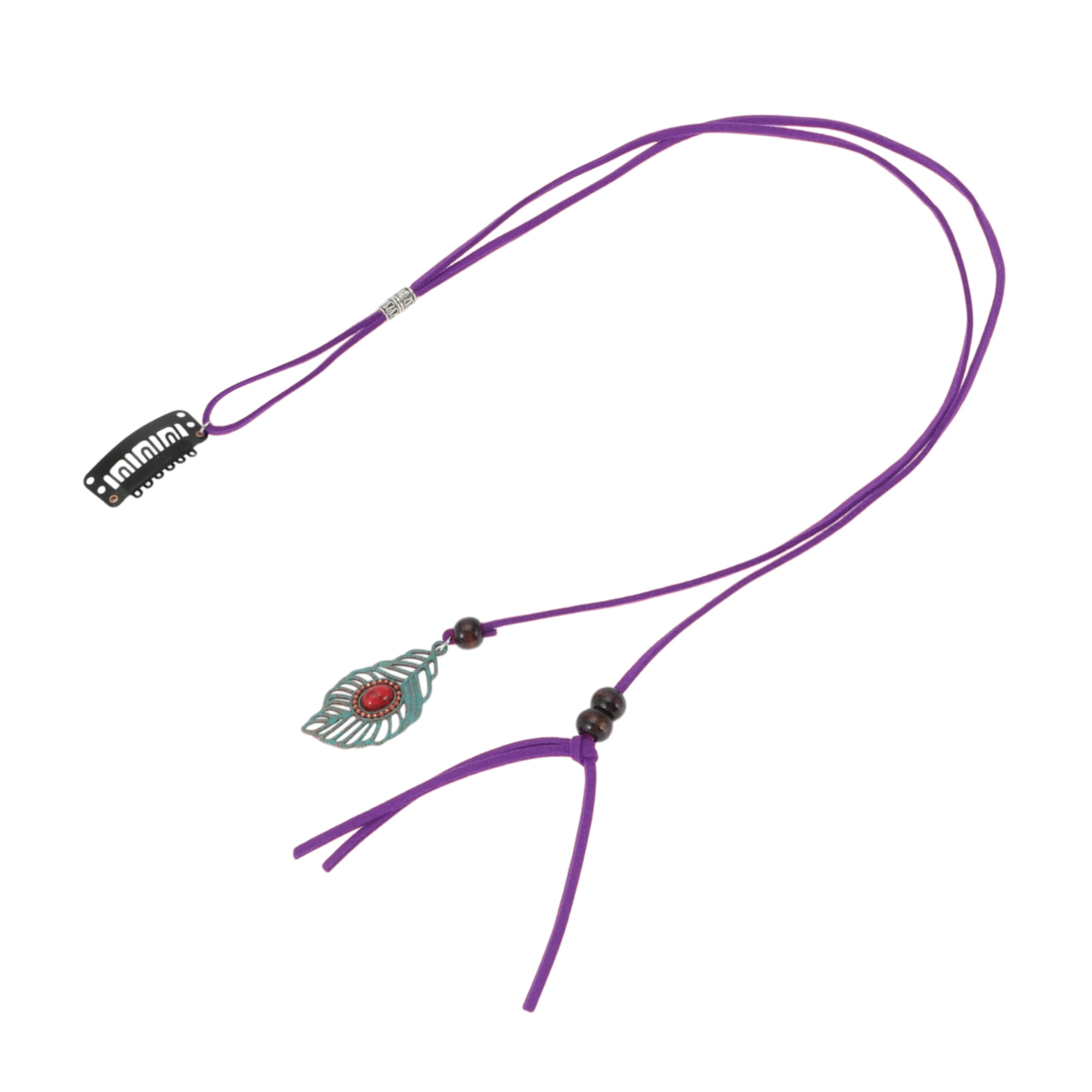 Unique Bargains Elegant Leaf Braided Hair Chain 1Pc Stylish Accessory Dark Purple 19.69"