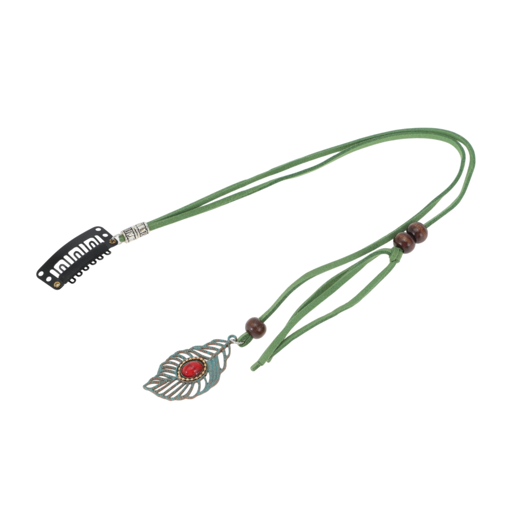Unique Bargains Elegant Leaf Braided Hair Chain 1Pc Stylish Accessory Light Green 11.81"