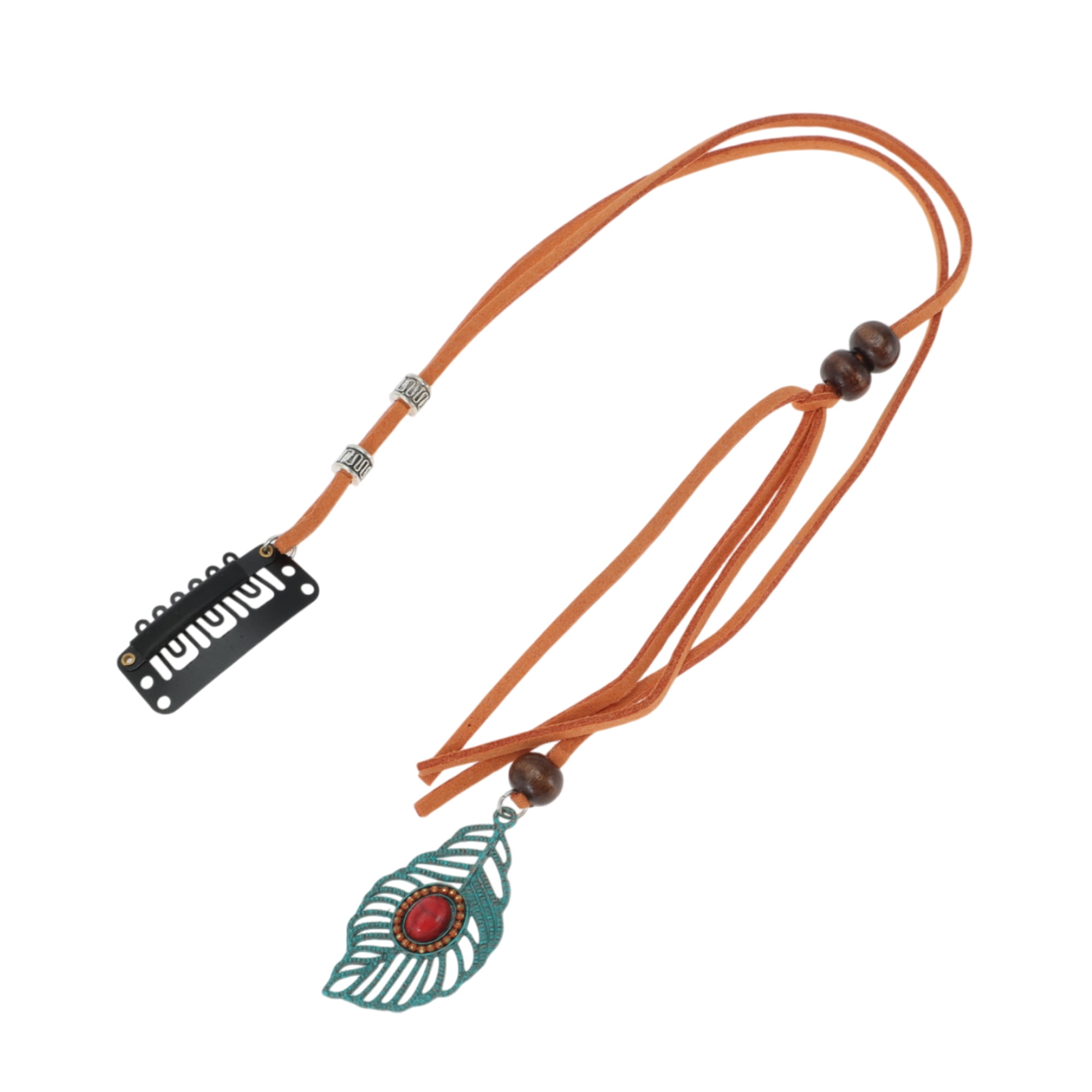 Unique Bargains Elegant Leaf Braided Hair Chain 1Pc Stylish Accessory Orange 11.81"