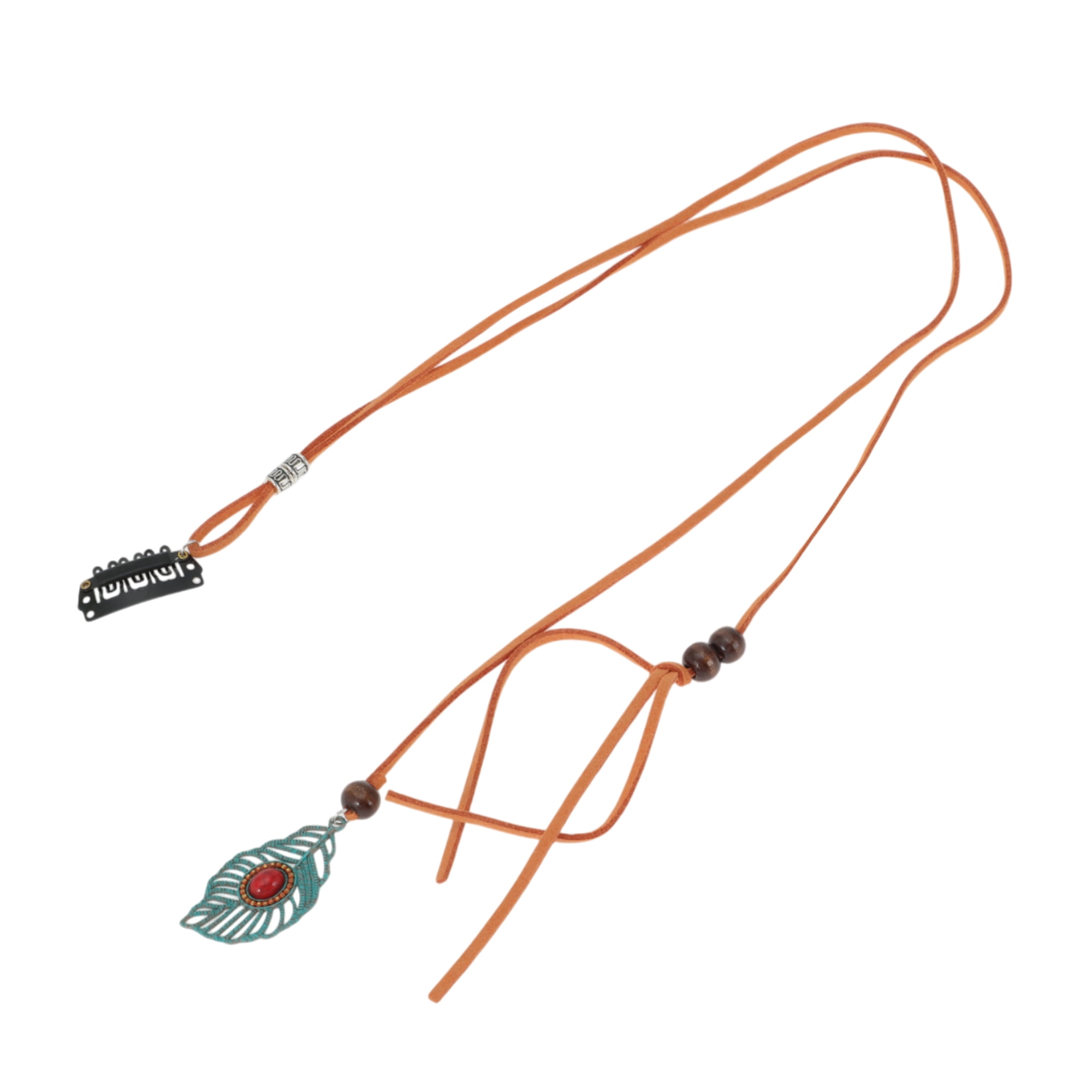 Unique Bargains Elegant Leaf Braided Hair Chain 1Pc Stylish Accessory Orange 19.69"
