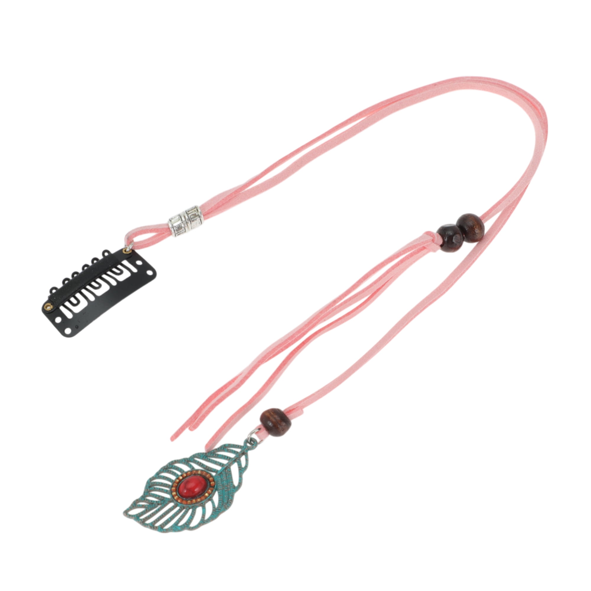 Unique Bargains Elegant Leaf Braided Hair Chain 1Pc Stylish Accessory Pink 11.81"