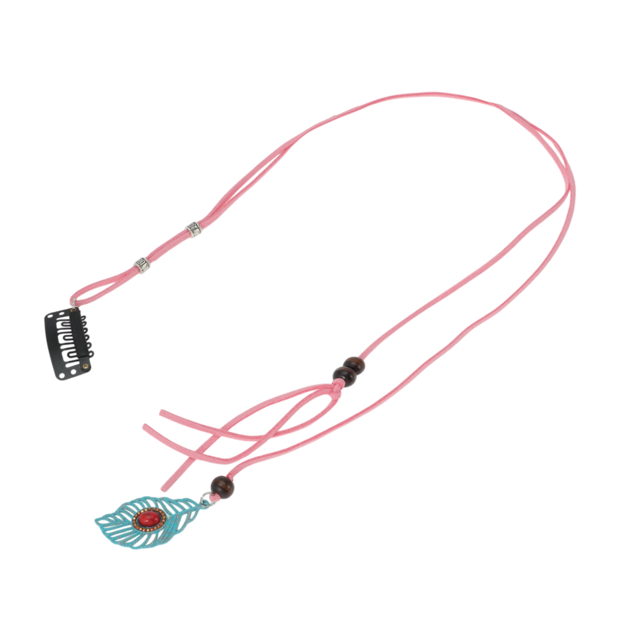 Unique Bargains Elegant Leaf Braided Hair Chain 1Pc Stylish Accessory Pink 19.69"