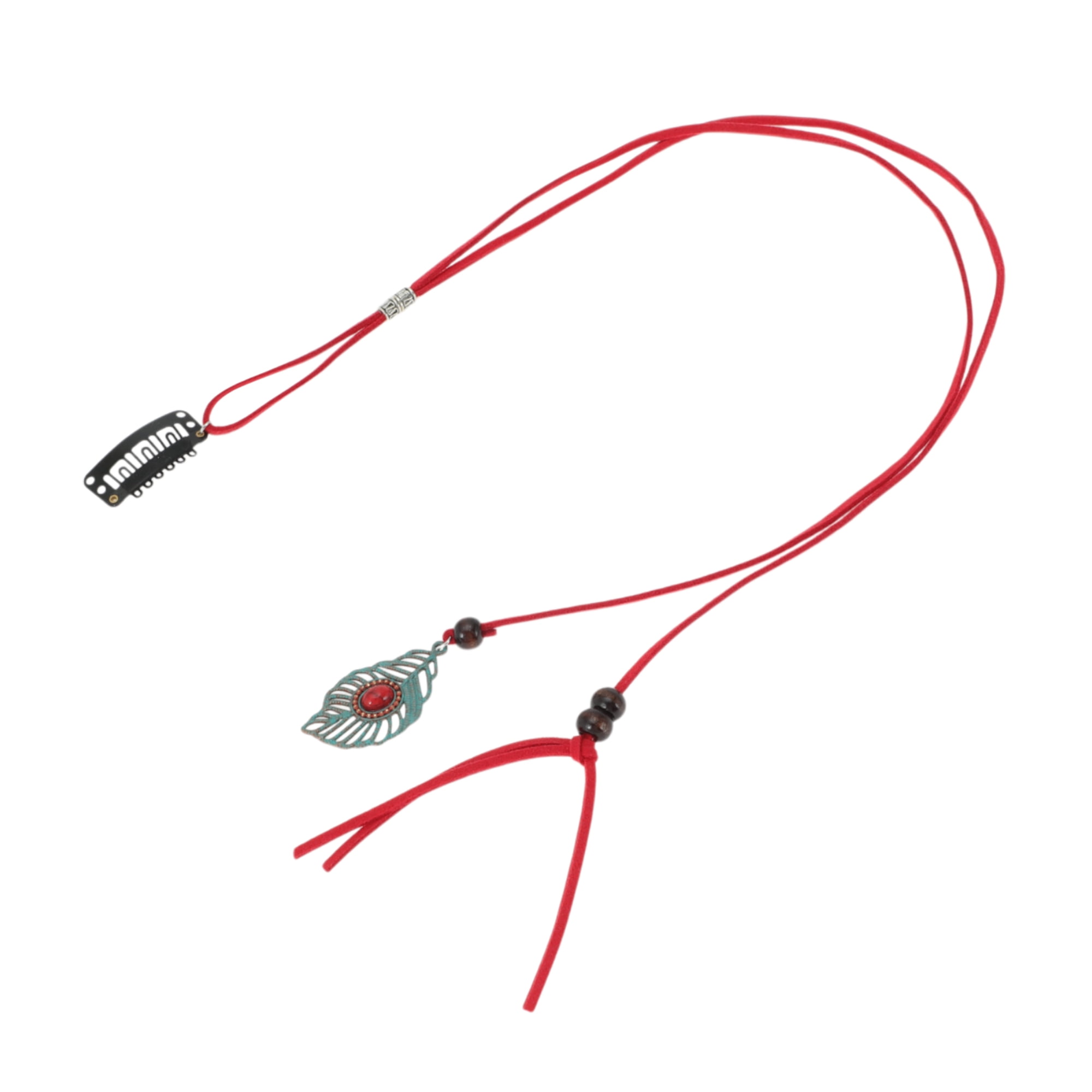Unique Bargains Elegant Leaf Braided Hair Chain 1Pc Stylish Accessory Wine Red 19.69"