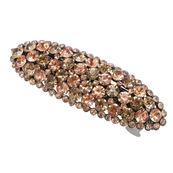 Unique Bargains Oval Rhinestone Hair Barrette All Styles Champagne, Gold Tone