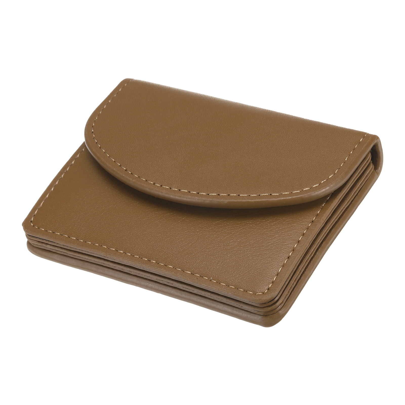 Unique Bargains Elegant PU Leather Business Card Case Stylish Name Card Holder Brown