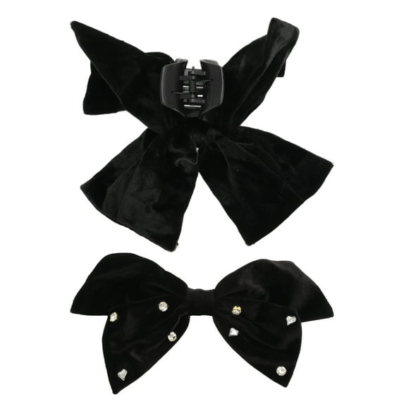 Unique Bargains Elegant Pearl Rhinestone Bow Hair Clips 2 Pcs Black Rhinestone Bow & Pearl