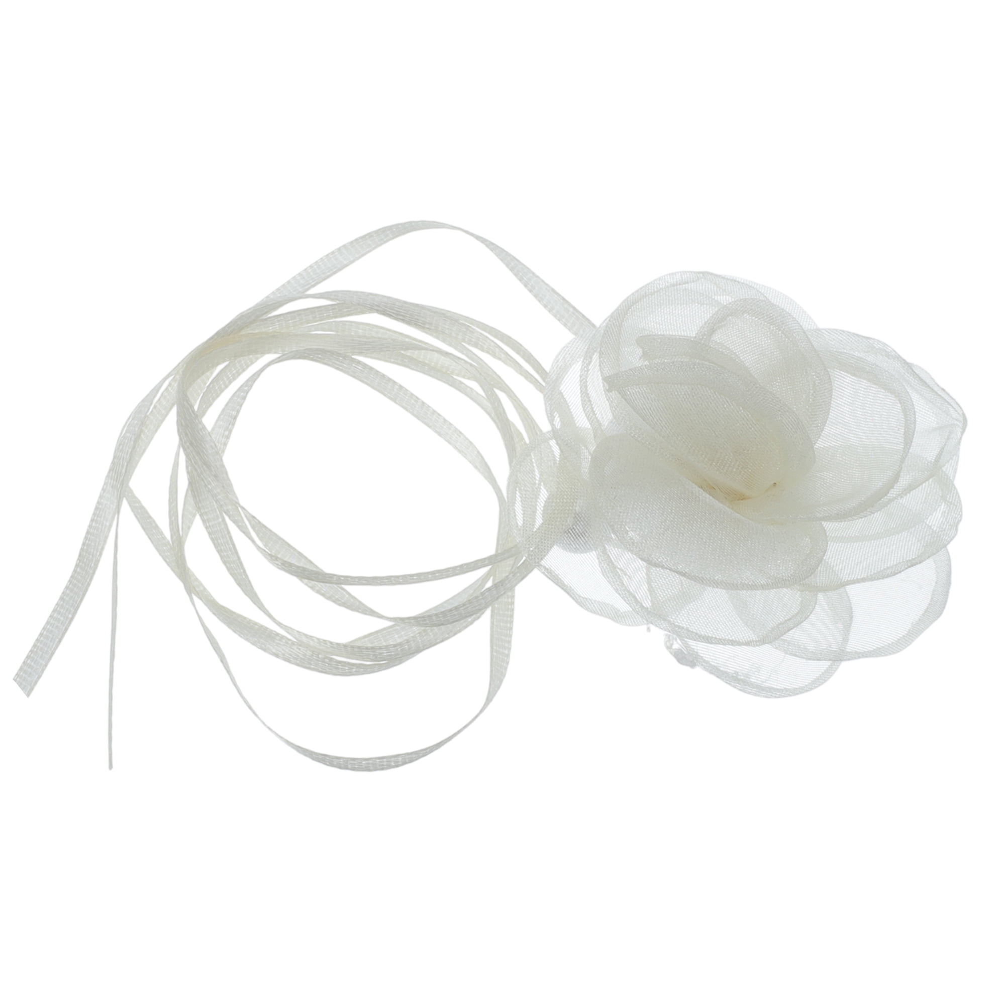 Unique Bargains Elegant Pearl Satin Rose Tie Choker Necklace 1 Pc Beige