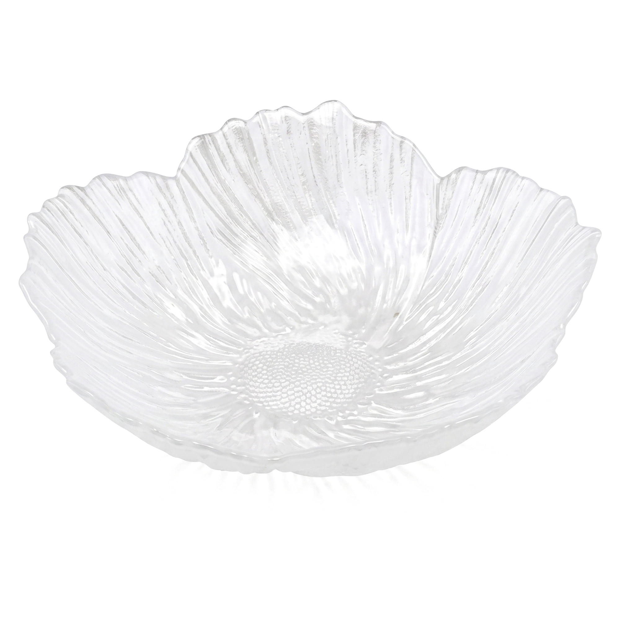 Unique Bargains Elegant Pearl White Flower Scalloped Glass Bowl White 7.9" x 7.9" x 2"