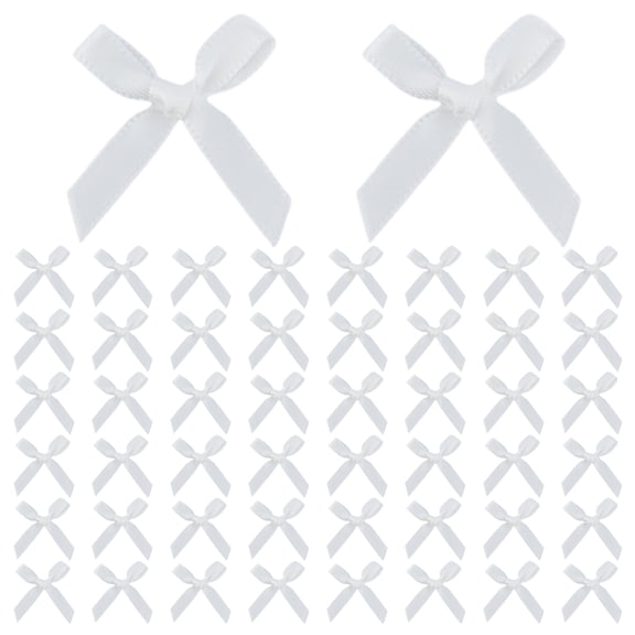 Unique Bargains Elegant Pre-Made Mini Satin Bows for Gift Wrapping White