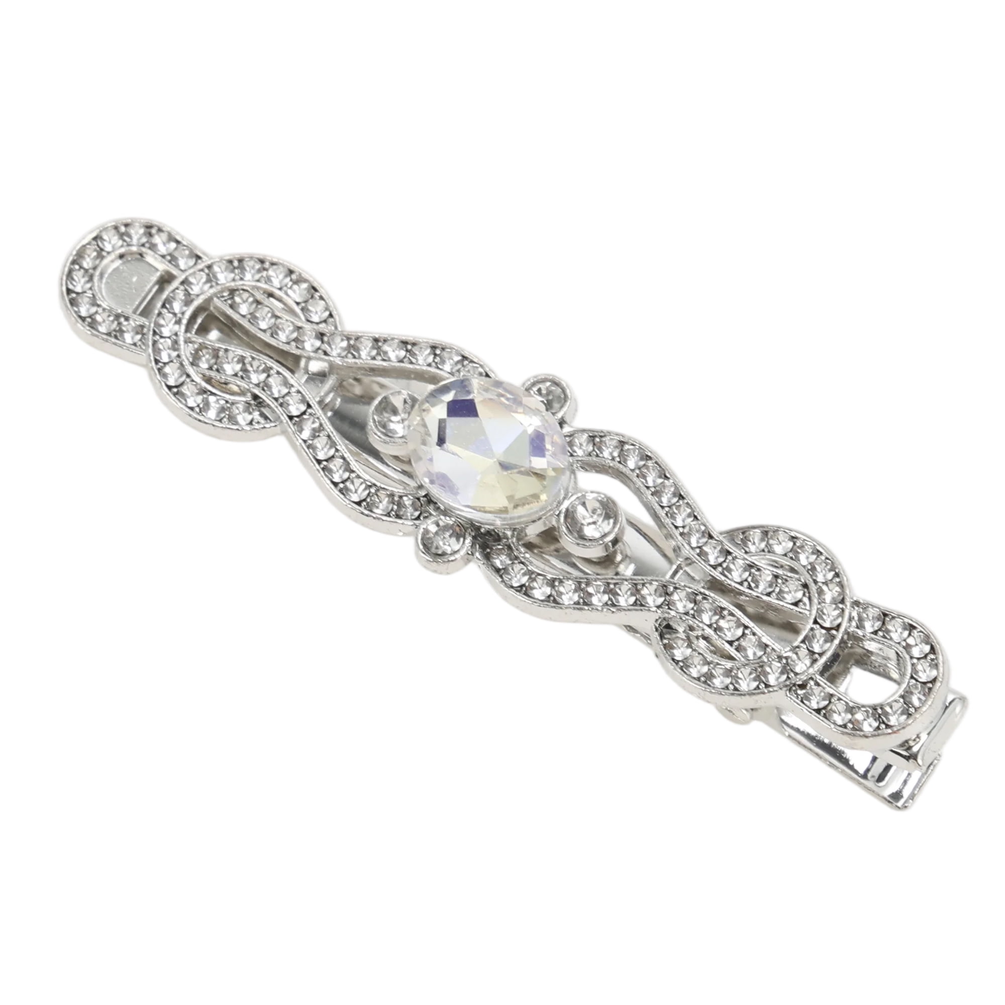Unique Bargains Elegant Rhinestones Hair Clip Special Occasion White