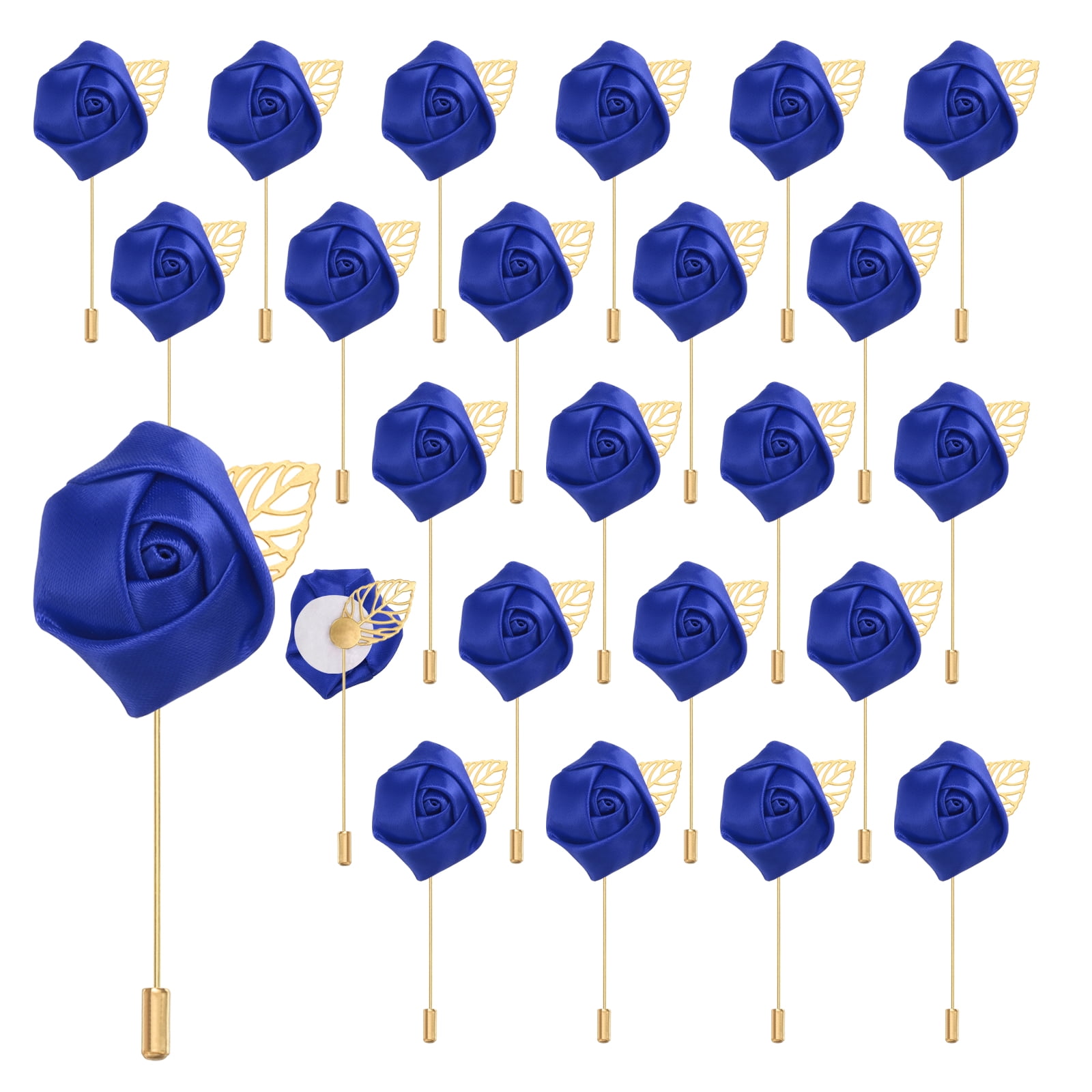 Unique Bargains Elegant Rose Boutonnieres Flower Pocket Pins for Formal Events Blue