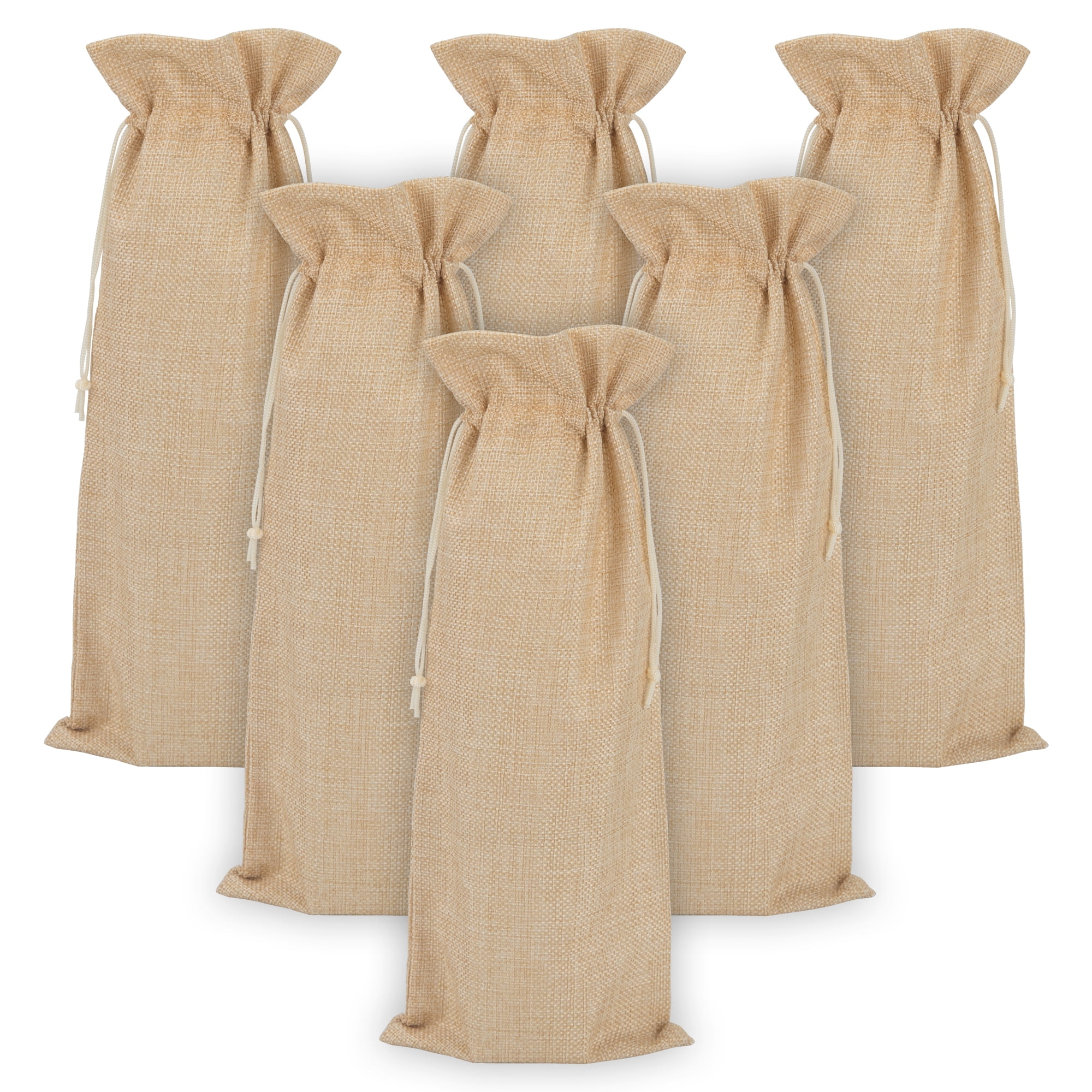 Unique Bargains Elegant Single Wine Bottle Gift Bags with Handles Beige 5.9" x 13.8"