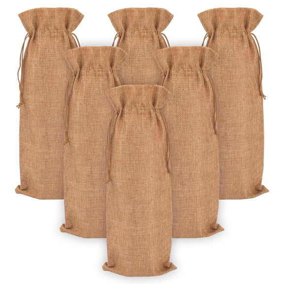 Unique Bargains Elegant Single Wine Bottle Gift Bags with Handles Brown 5.9" x 13.8"