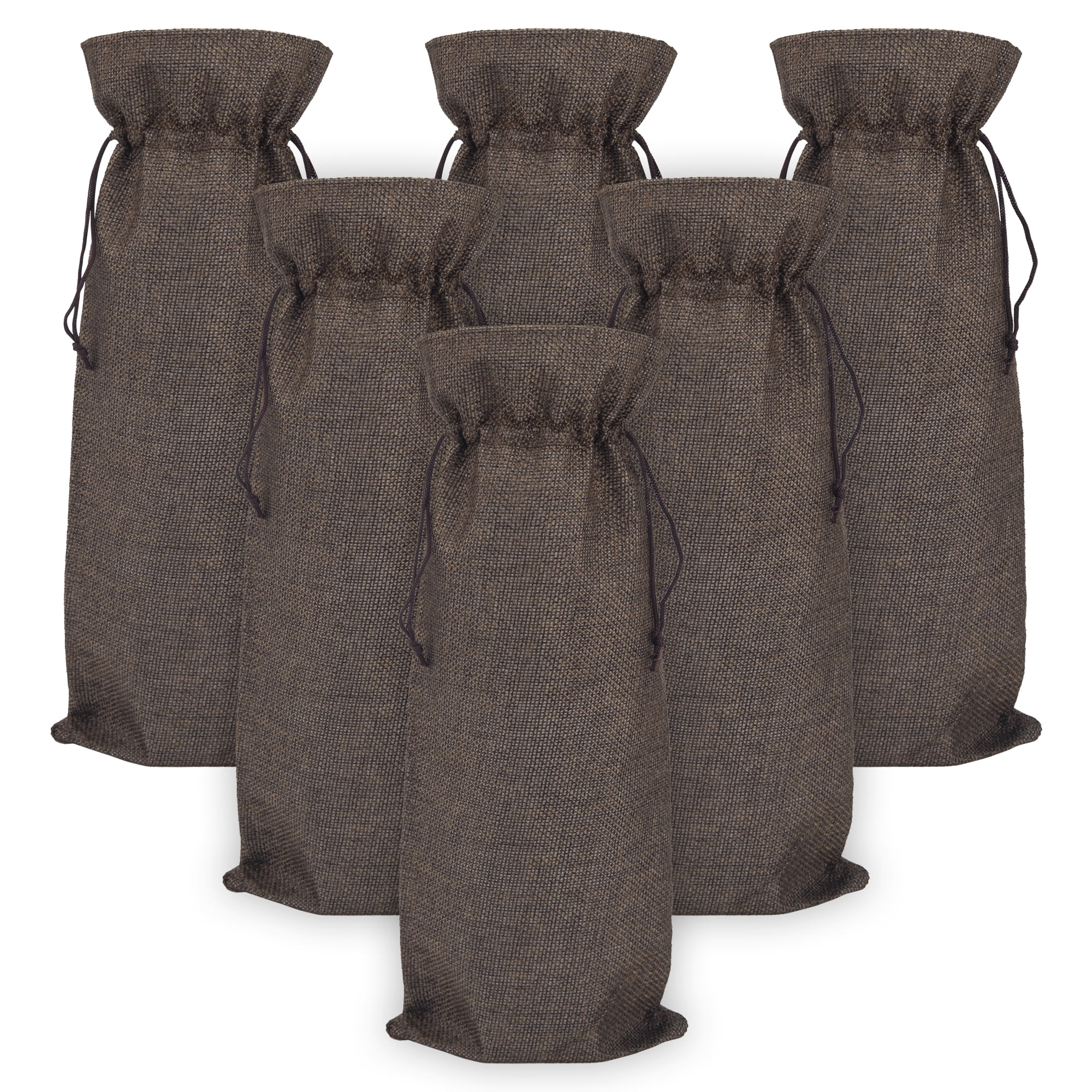 Unique Bargains Elegant Single Wine Bottle Gift Bags with Handles Coffee 5.9" x 13.8"