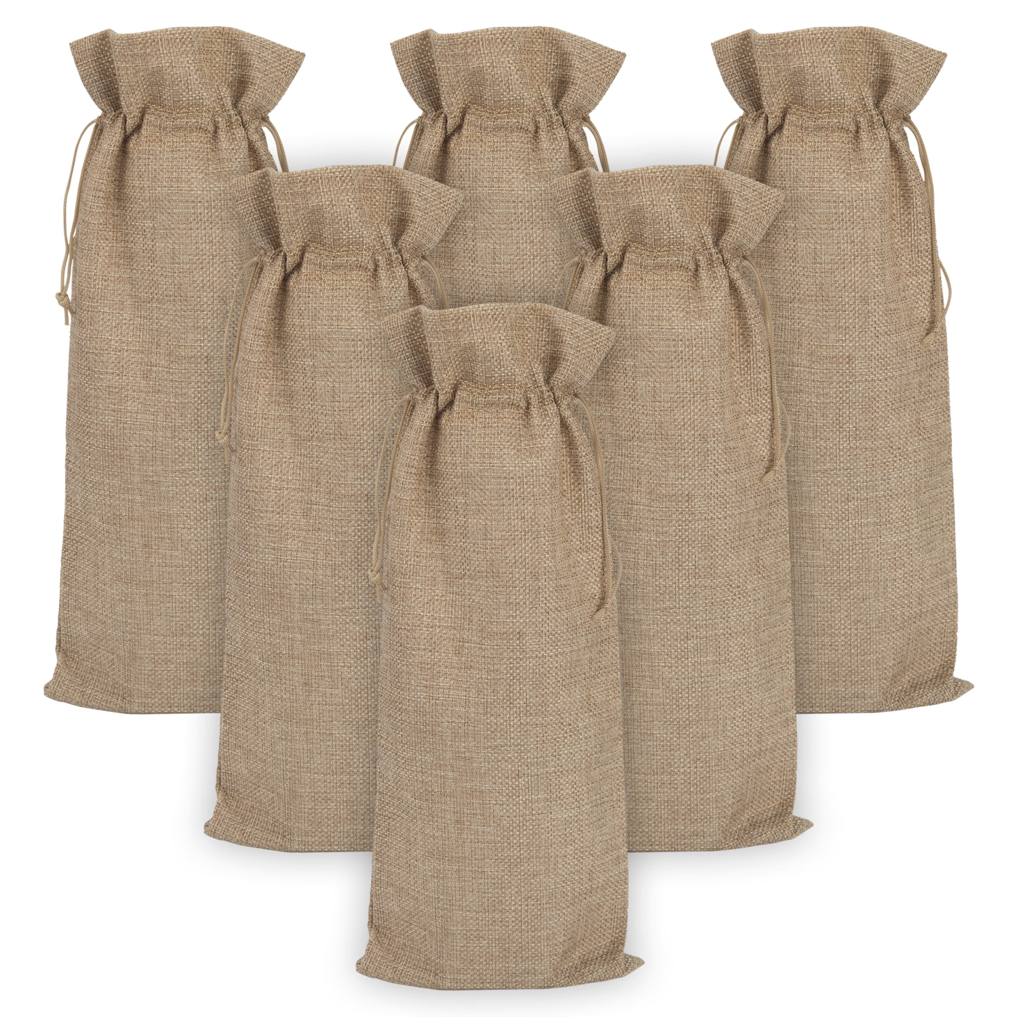 Unique Bargains Elegant Single Wine Bottle Gift Bags with Handles Flax 5.9" x 13.8"