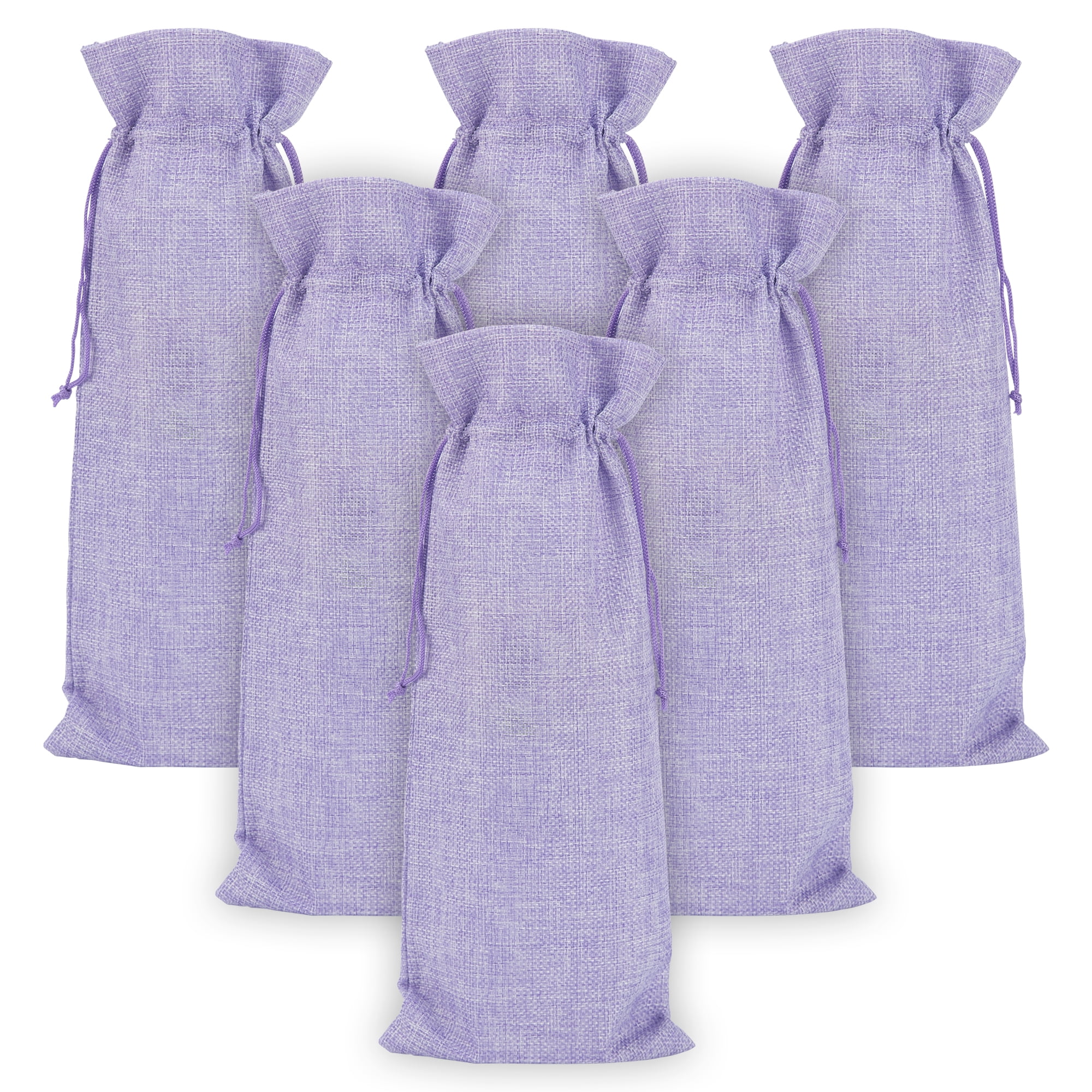Unique Bargains Elegant Single Wine Bottle Gift Bags with Handles Light Purple 5.9"x 13.8"