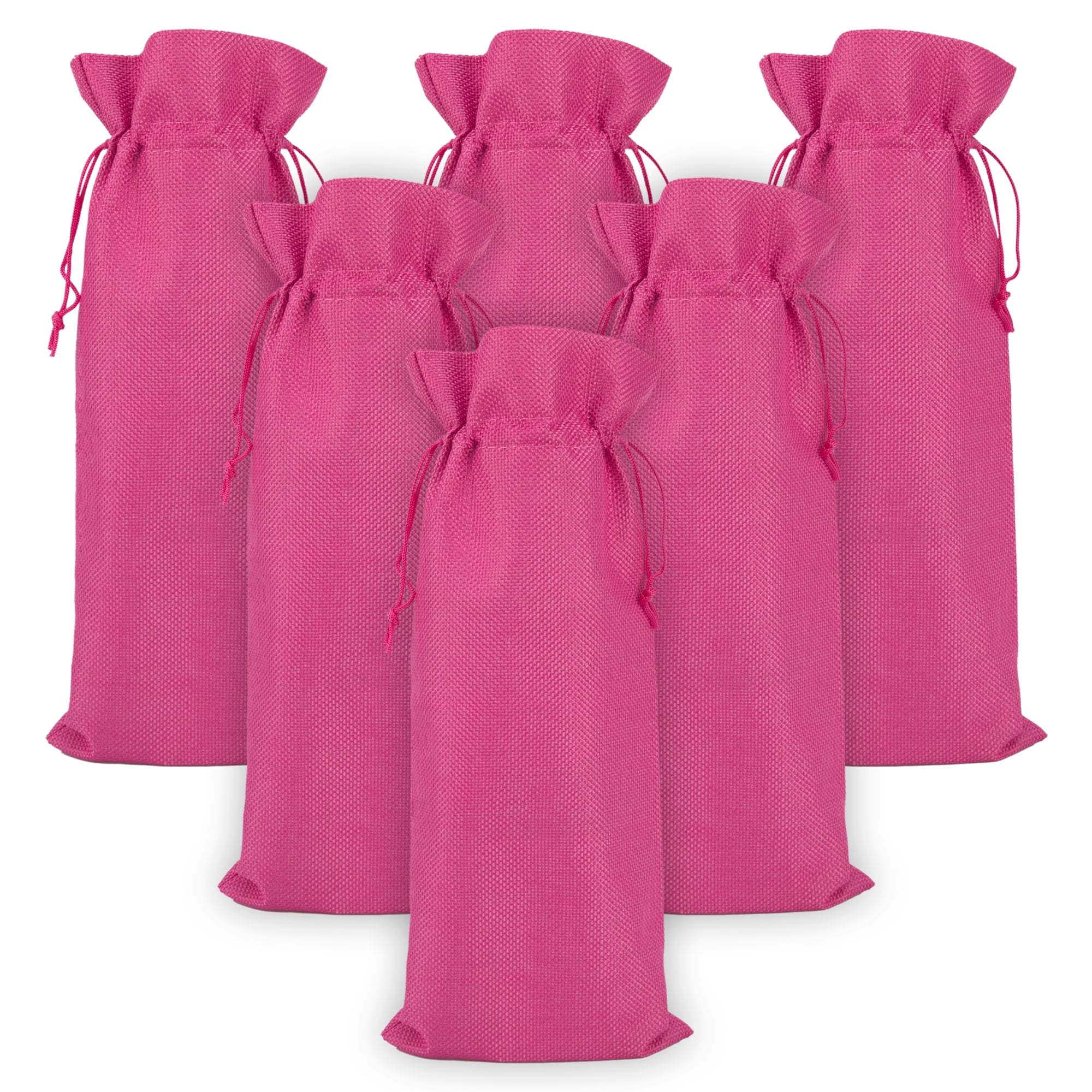 Unique Bargains Elegant Single Wine Bottle Gift Bags with Handles Rose Red 5.9" x 13.8"