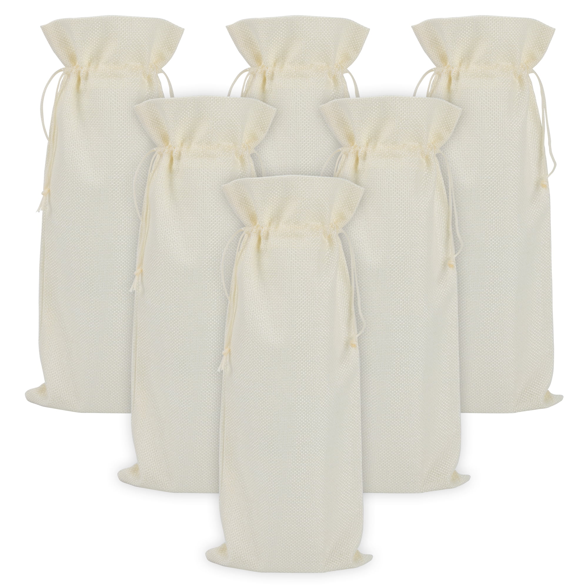 Unique Bargains Elegant Single Wine Bottle Gift Bags with Handles White 5.9" x 13.8"