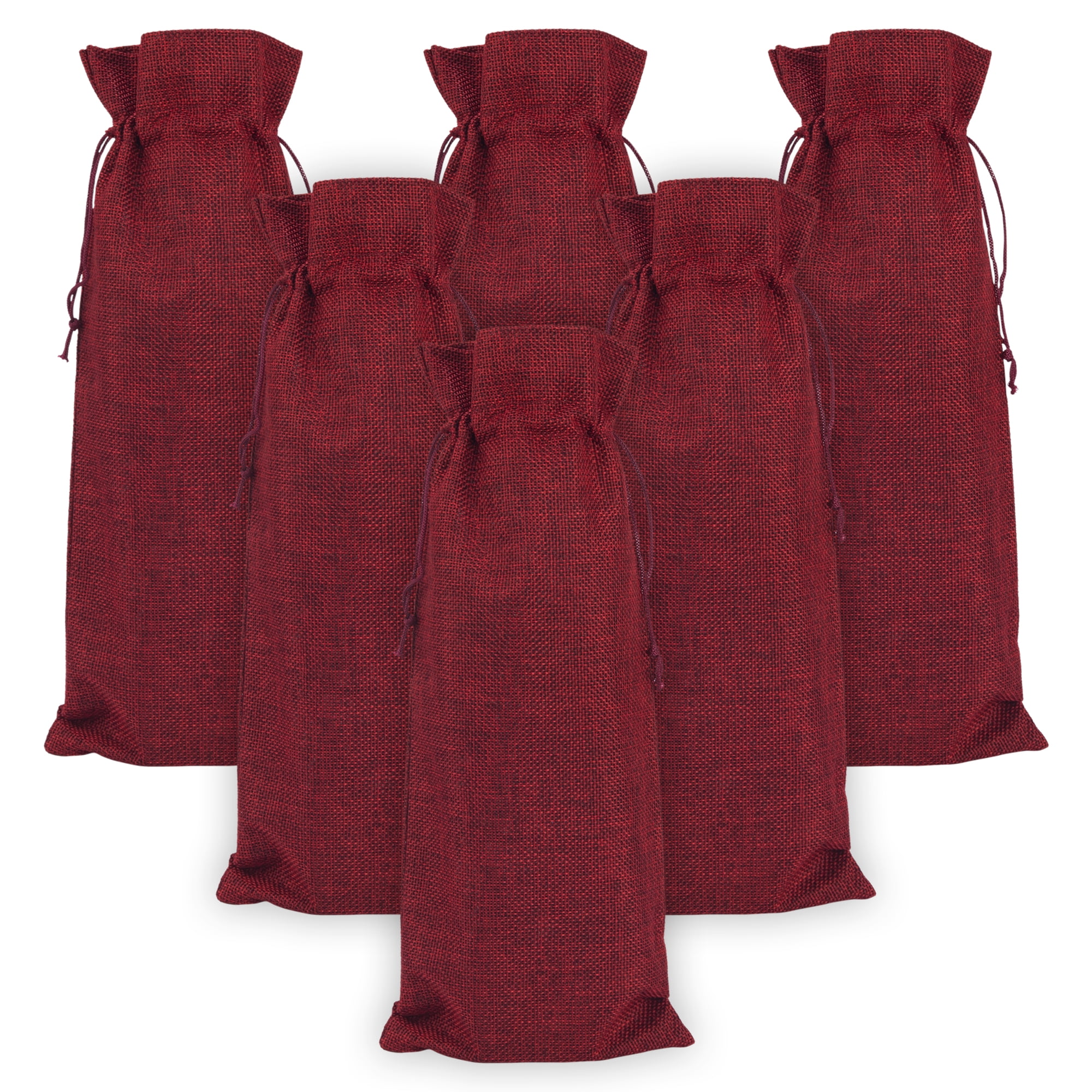 Unique Bargains Elegant Single Wine Bottle Gift Bags with Handles Wine Red 5.9" x 13.8"
