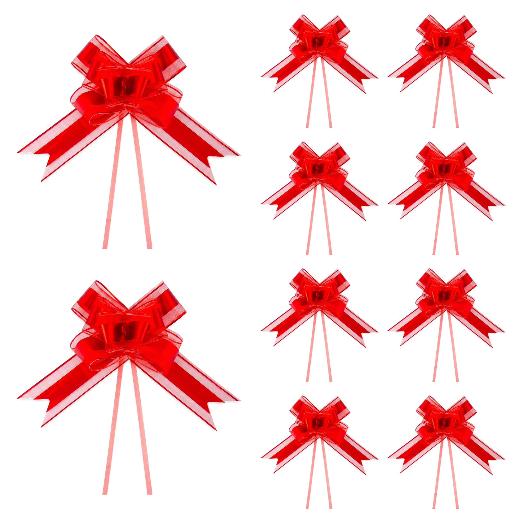 Unique Bargains Elegant Smooth Instant Pull String Flower Bows for Gift Wrapping Red