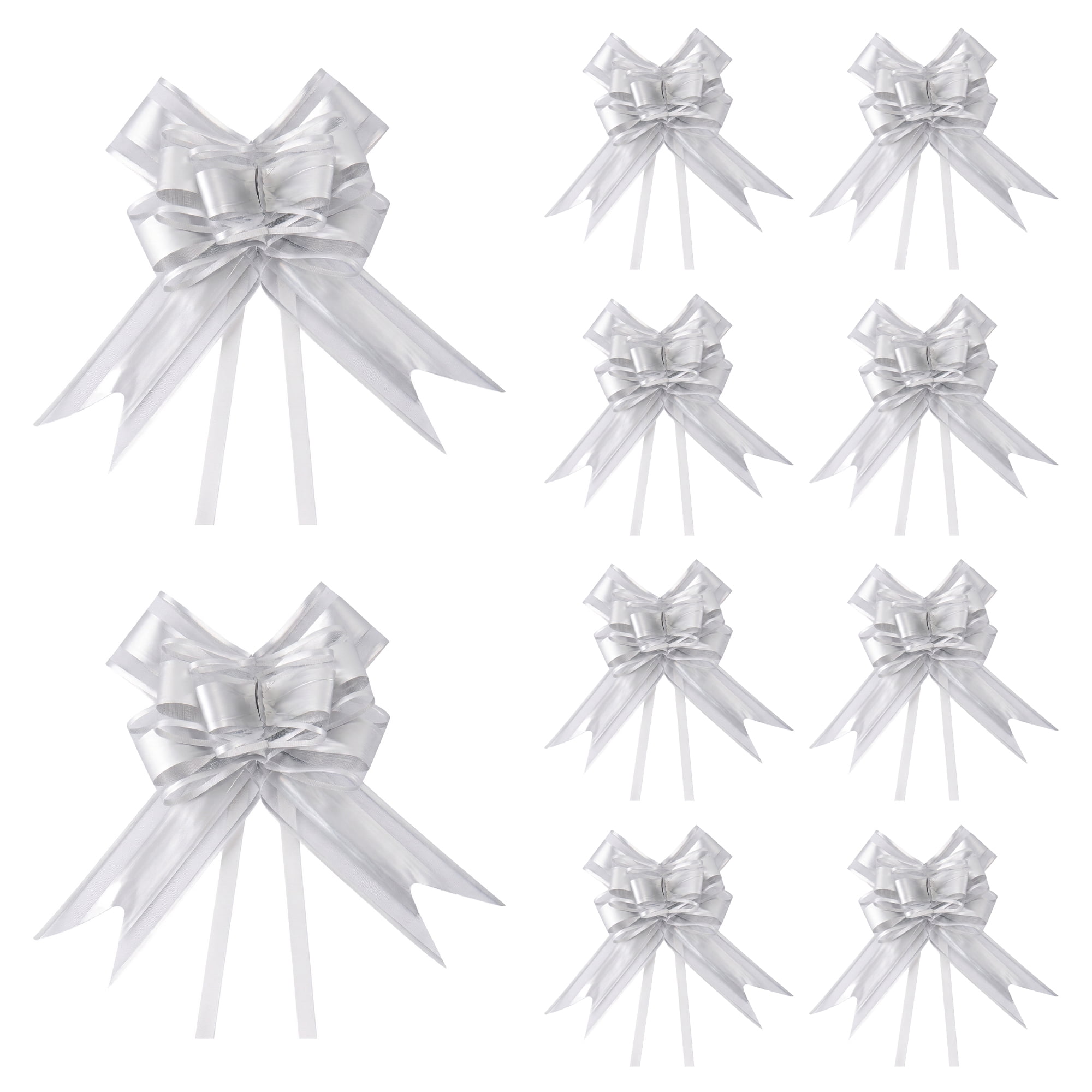 Unique Bargains Elegant Smooth Instant Pull String Flower Bows for Gift Wrapping Silver
