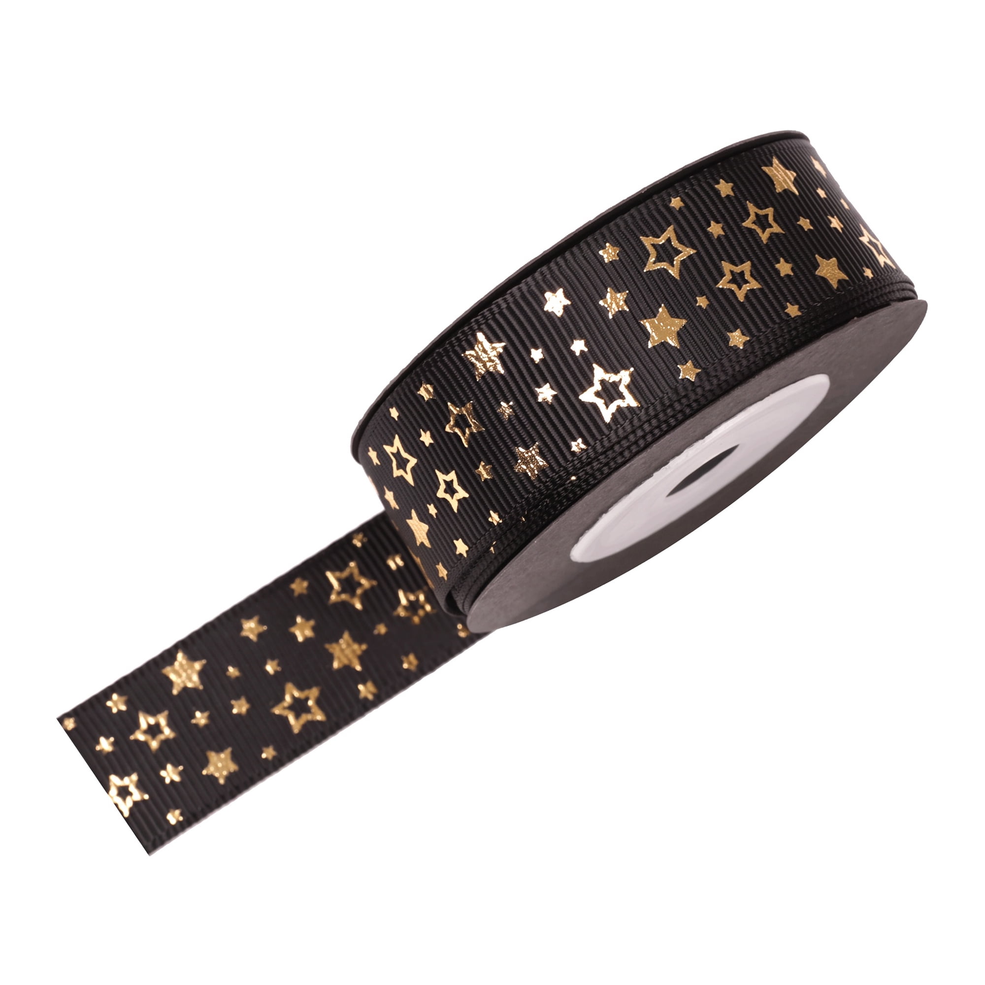 Unique Bargains Elegant Star Pattern Fabric Ribbon for Creative Presentations Black