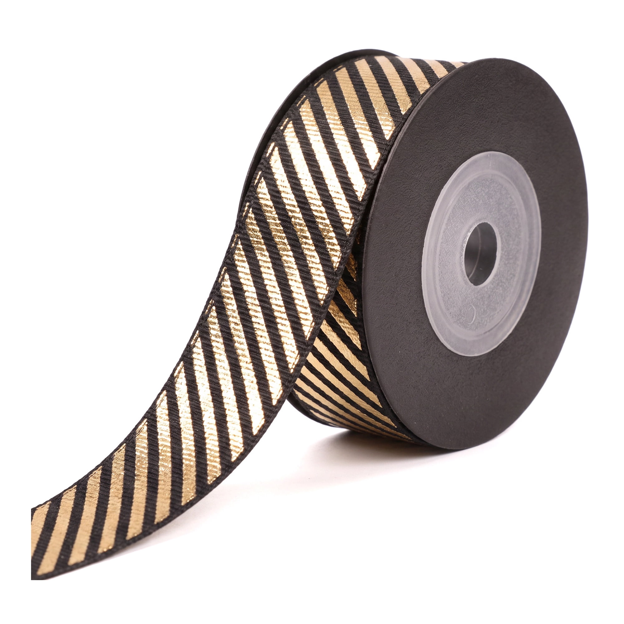Unique Bargains Elegant Star Pattern Fabric Ribbon for Creative Presentations Gold Stripe
