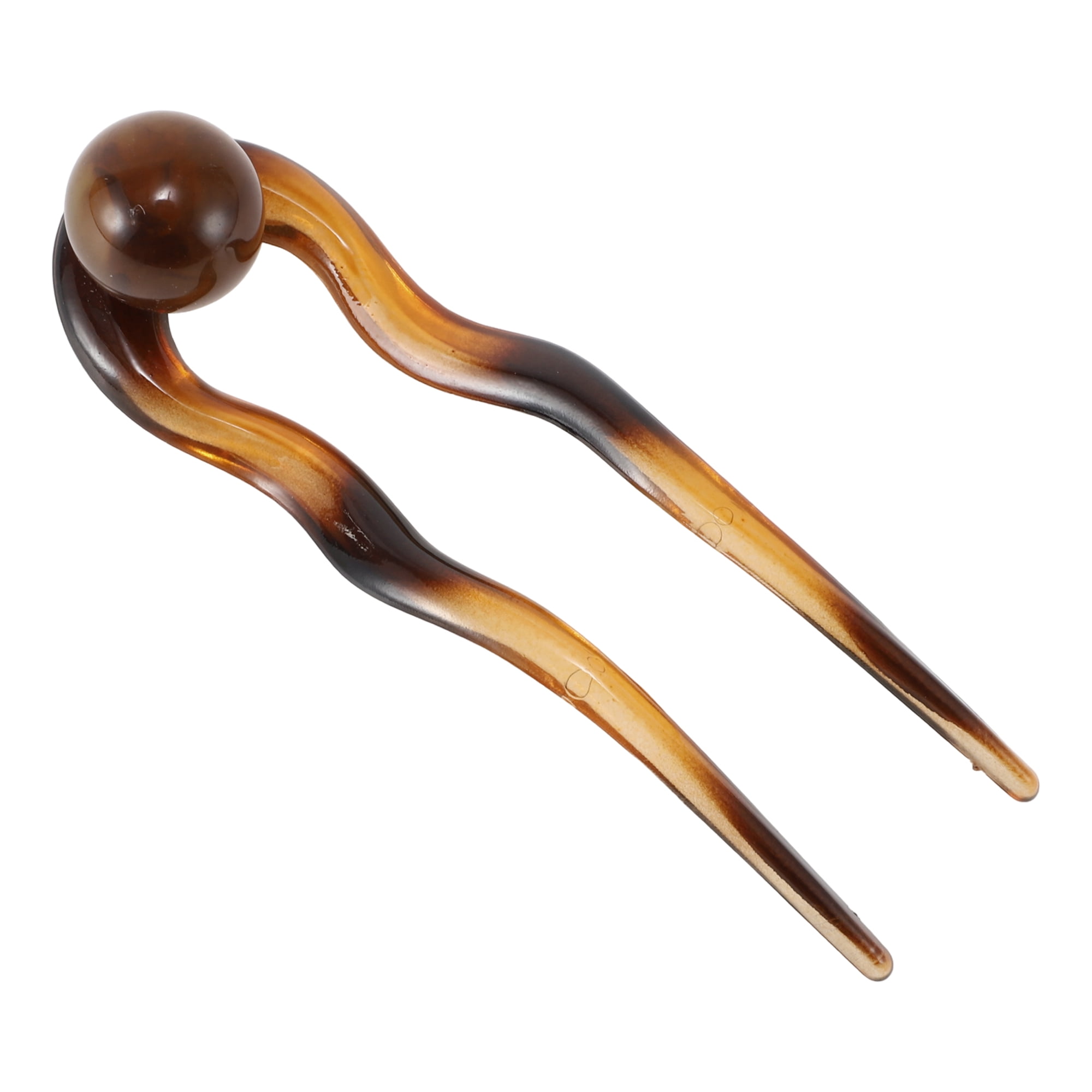 Unique Bargains Elegant U-shaped Hairdo Clip for Women 5.12"x1.42"x0.59" 1 Pc Amber