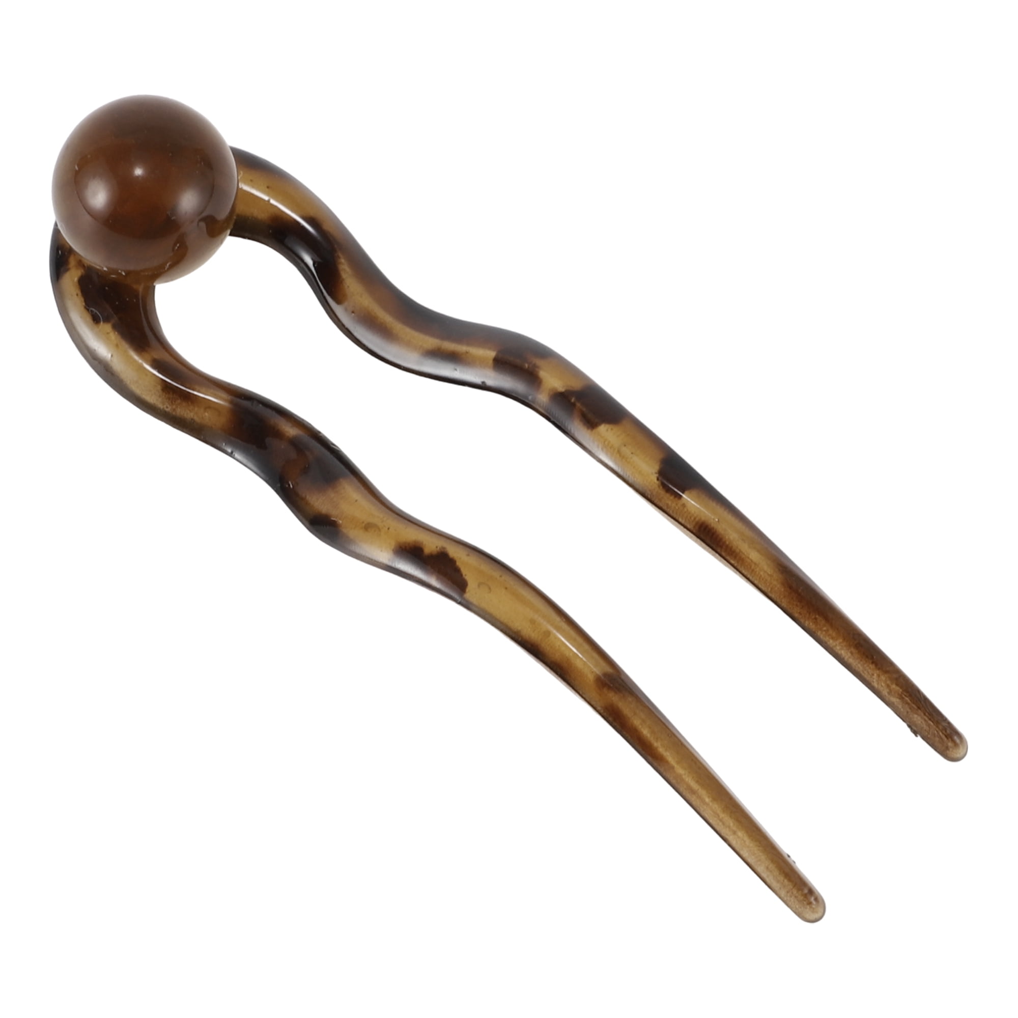 Unique Bargains Elegant U-shaped Hairdo Clip for Women 5.12"x1.42"x0.59" 1 Pc Coffee