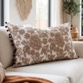 thumbnail image 1 of Unique Bargains Elegant Vintage Floral Throw Pom-Pom Pillow Covers Brown 20" x 12", 1 of 8