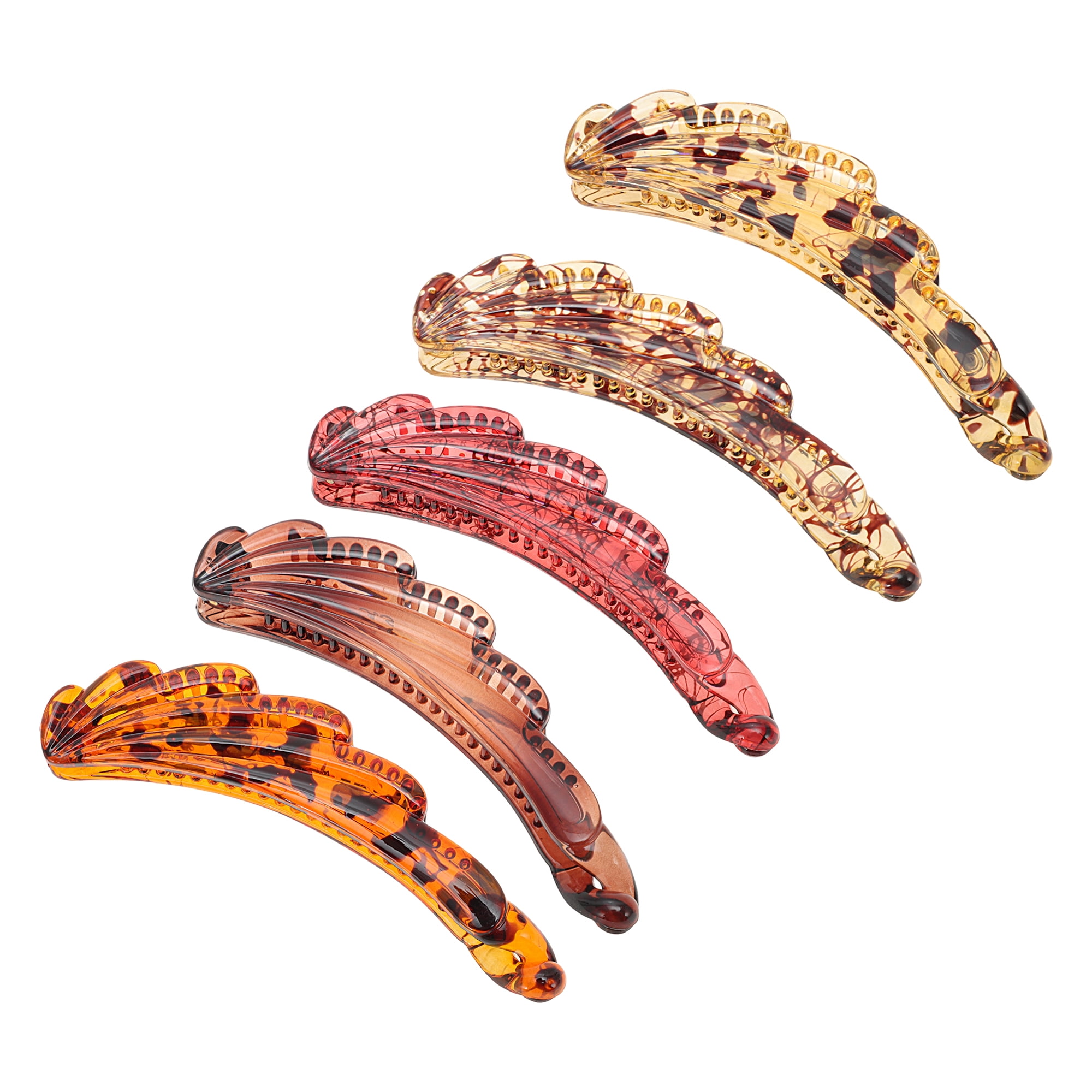 NOMADIC NOOK Elegant Wavy Edge Hair Clips Hairdo Clip Multicolor 5 Pcs