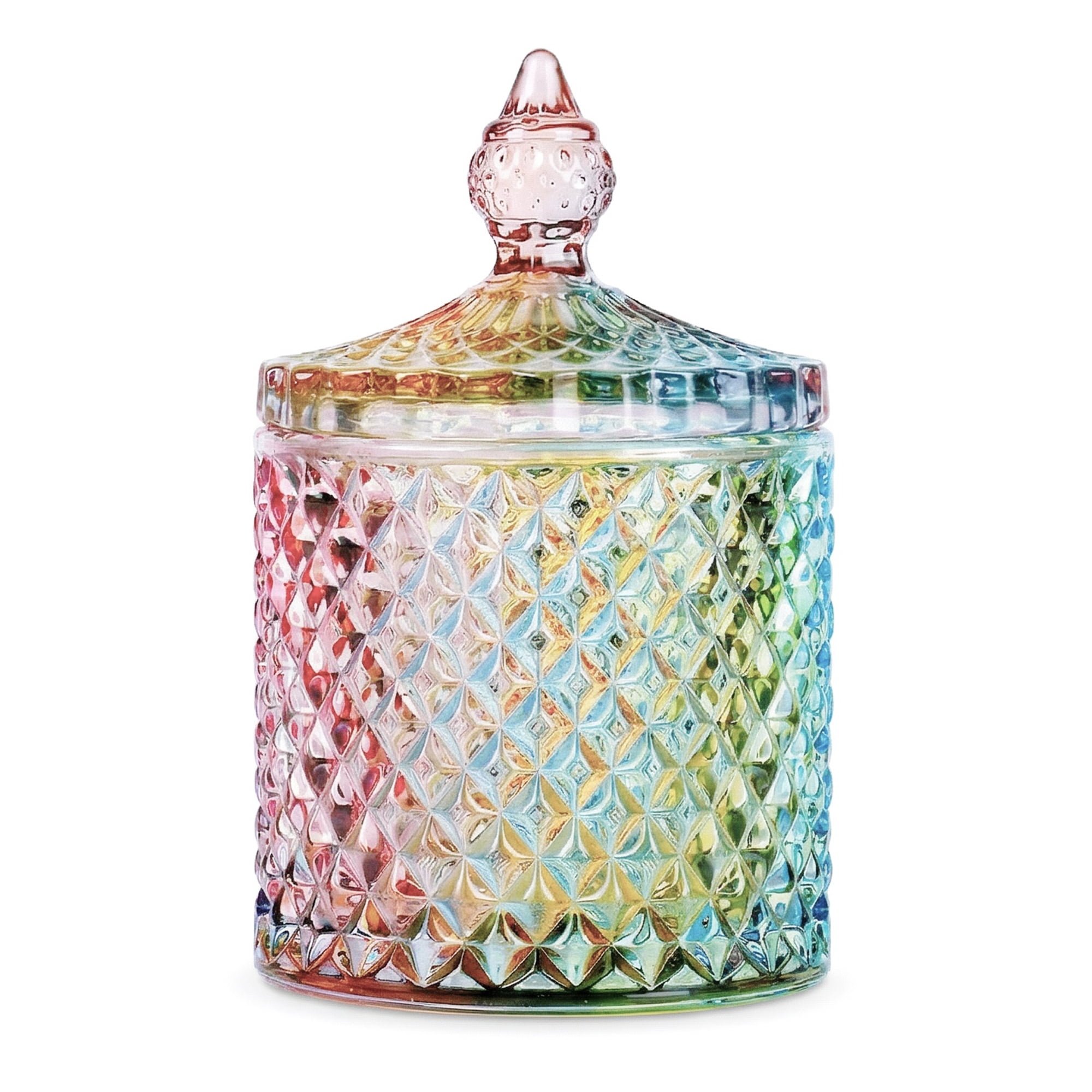 Unique Bargains Embossed Glass Vintage Decorative Jar with Lid Brown 3.3" x 3.3" x 5.3"
