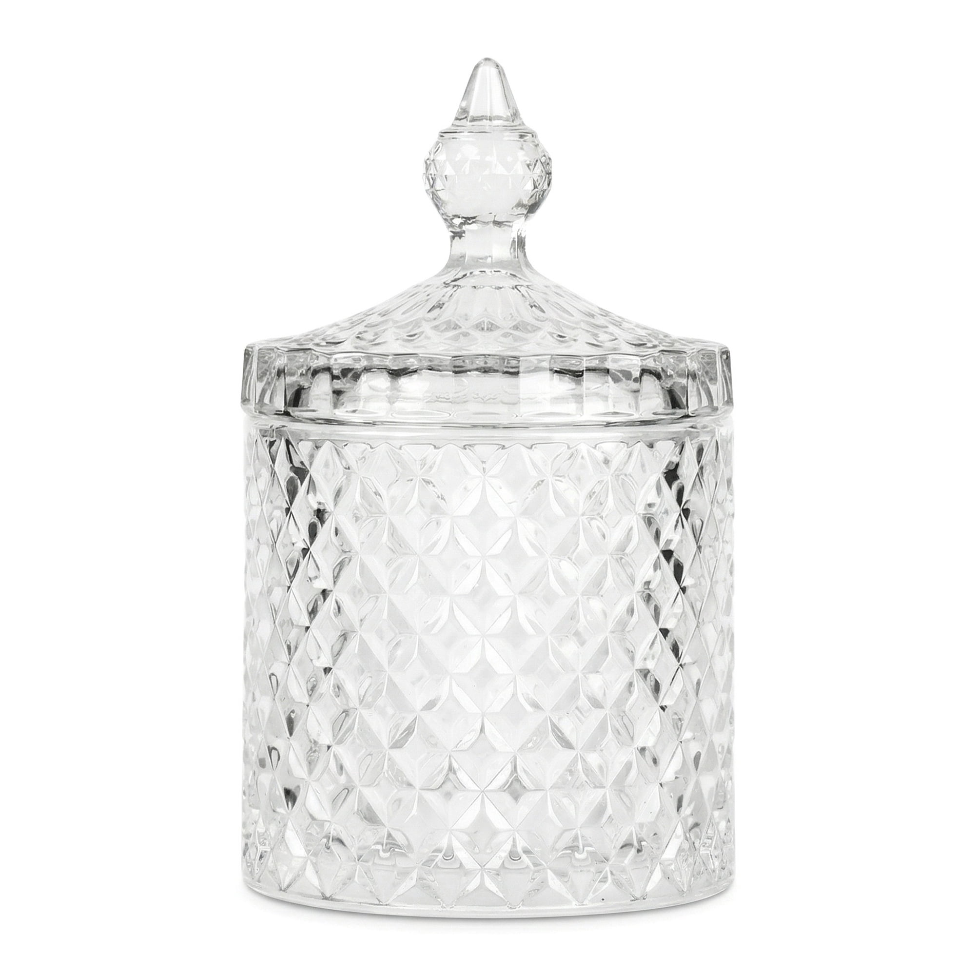 Unique Bargains Embossed Glass Vintage Decorative Jar with Lid Clear 4" x 4.1" x 7.1"