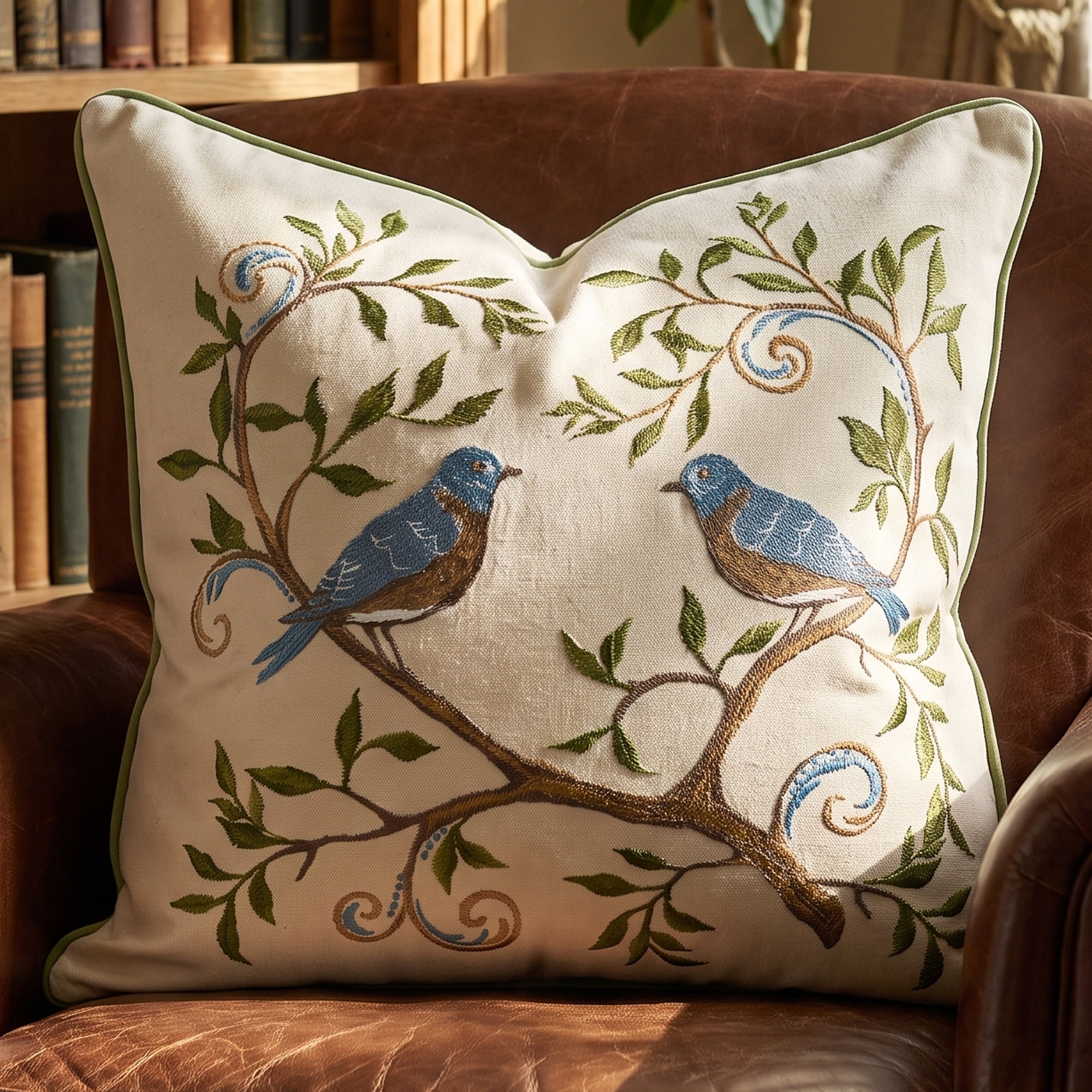 Unique Bargains Embroidered Animal Cottagecore Pillow Cover Cushion Case Cream 18"x18"