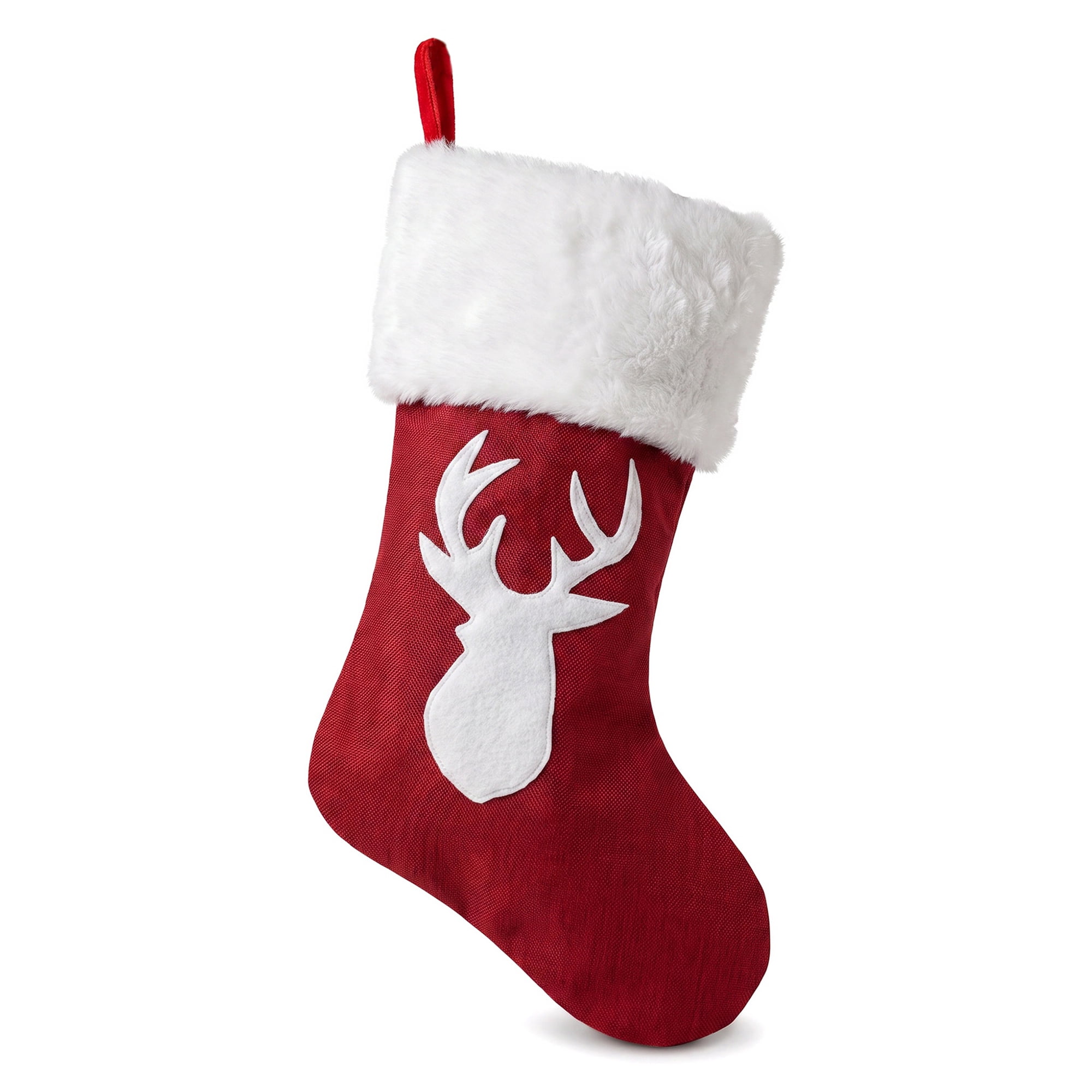 Unique Bargains Embroidered Monogram Stocking Cable Knit Deer Head Pattern 18"