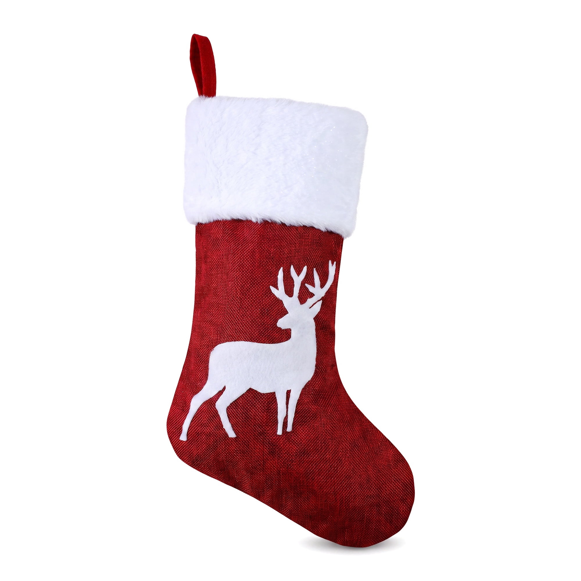 Unique Bargains Embroidered Monogram Stocking Cable Knit Deer Pattern 18"