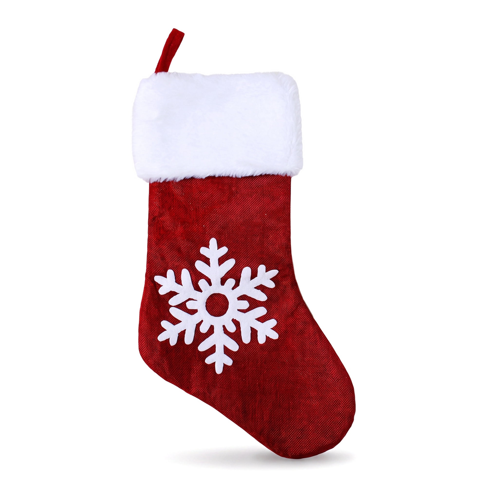 Unique Bargains Embroidered Monogram Stocking Cable Knit Snowflake Pattern 18"