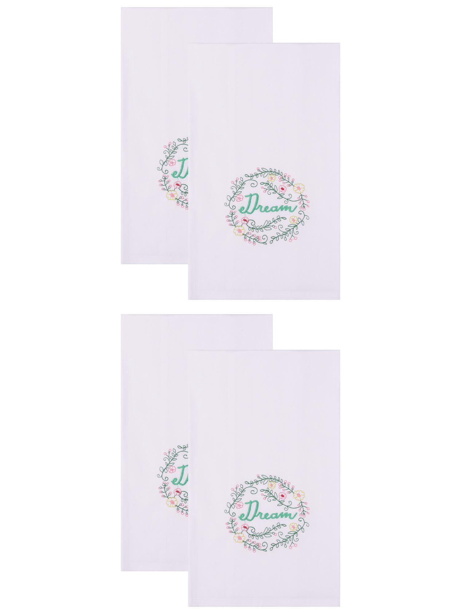 Unique Bargains Embroidered Pure Cotton Absorbent Towels 4 Pack White-3 26" x 18"