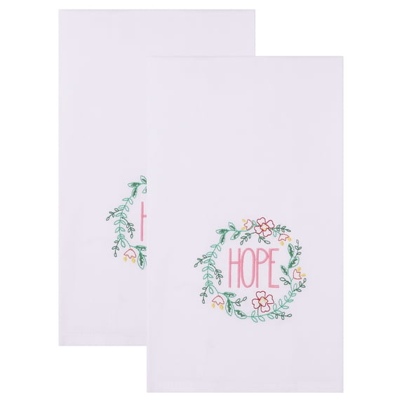 Unique Bargains Embroidered Pure Cotton Absorbent Towels White-1 26" x 18"