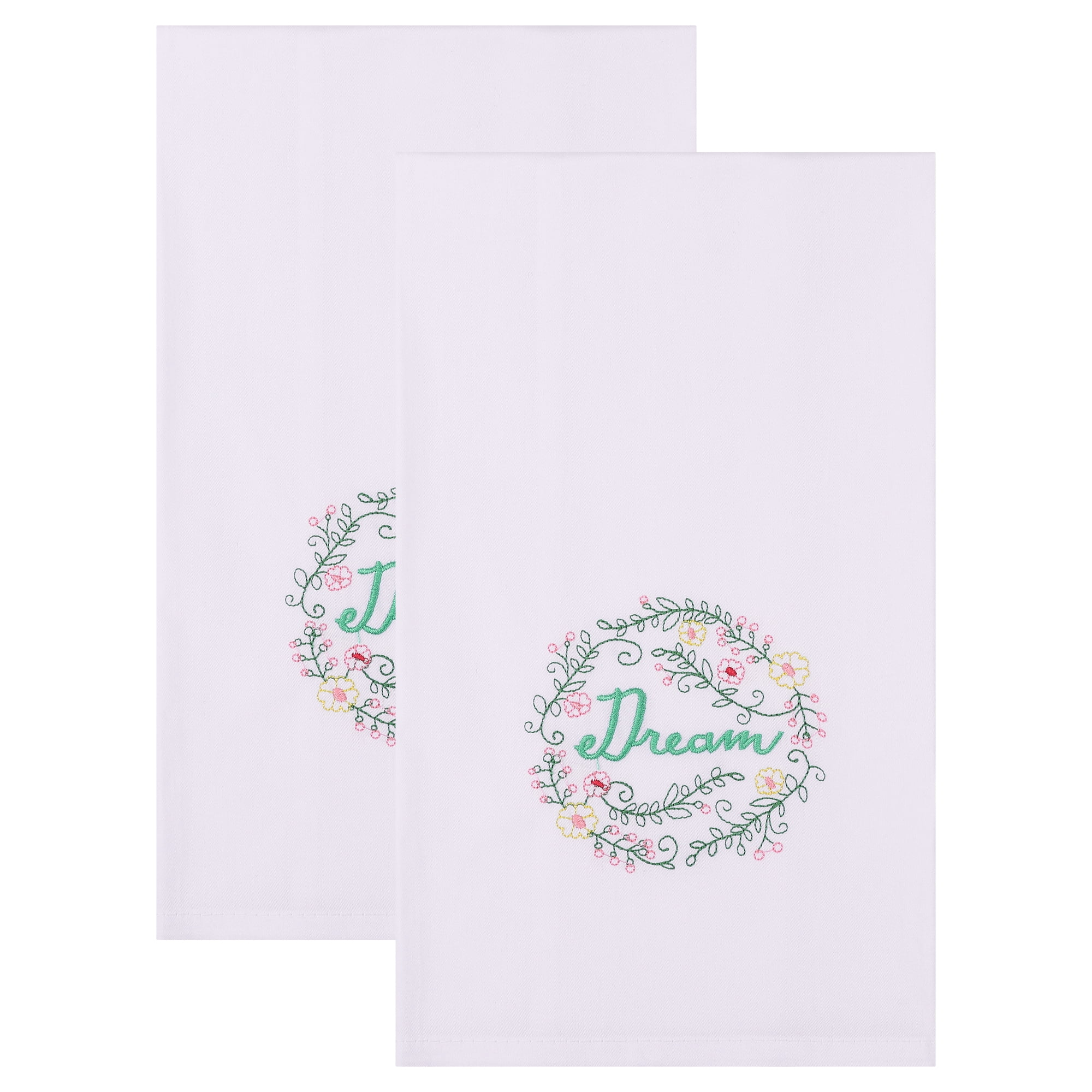 Unique Bargains Embroidered Pure Cotton Absorbent Towels White-3 26" x 18"