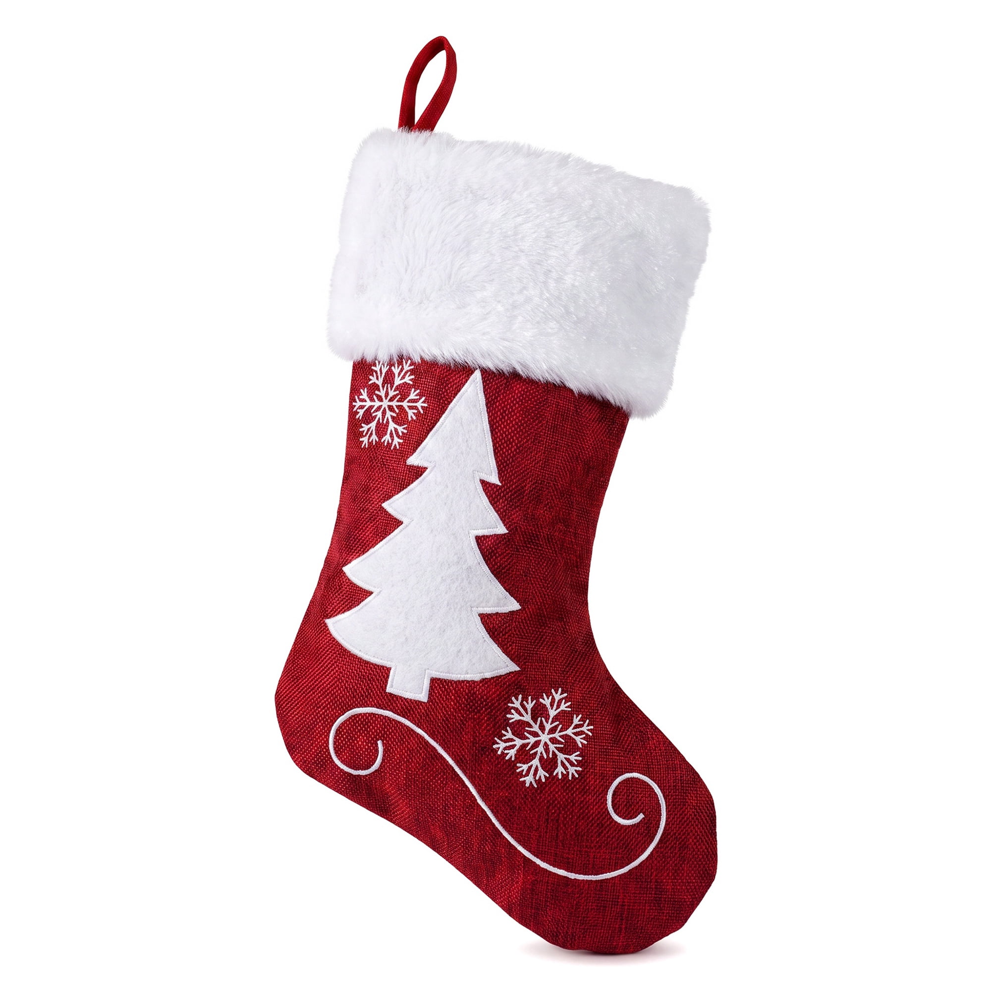 Unique Bargains Embroidered Stocking Cable Knit Christmas Tree Pattern 18"