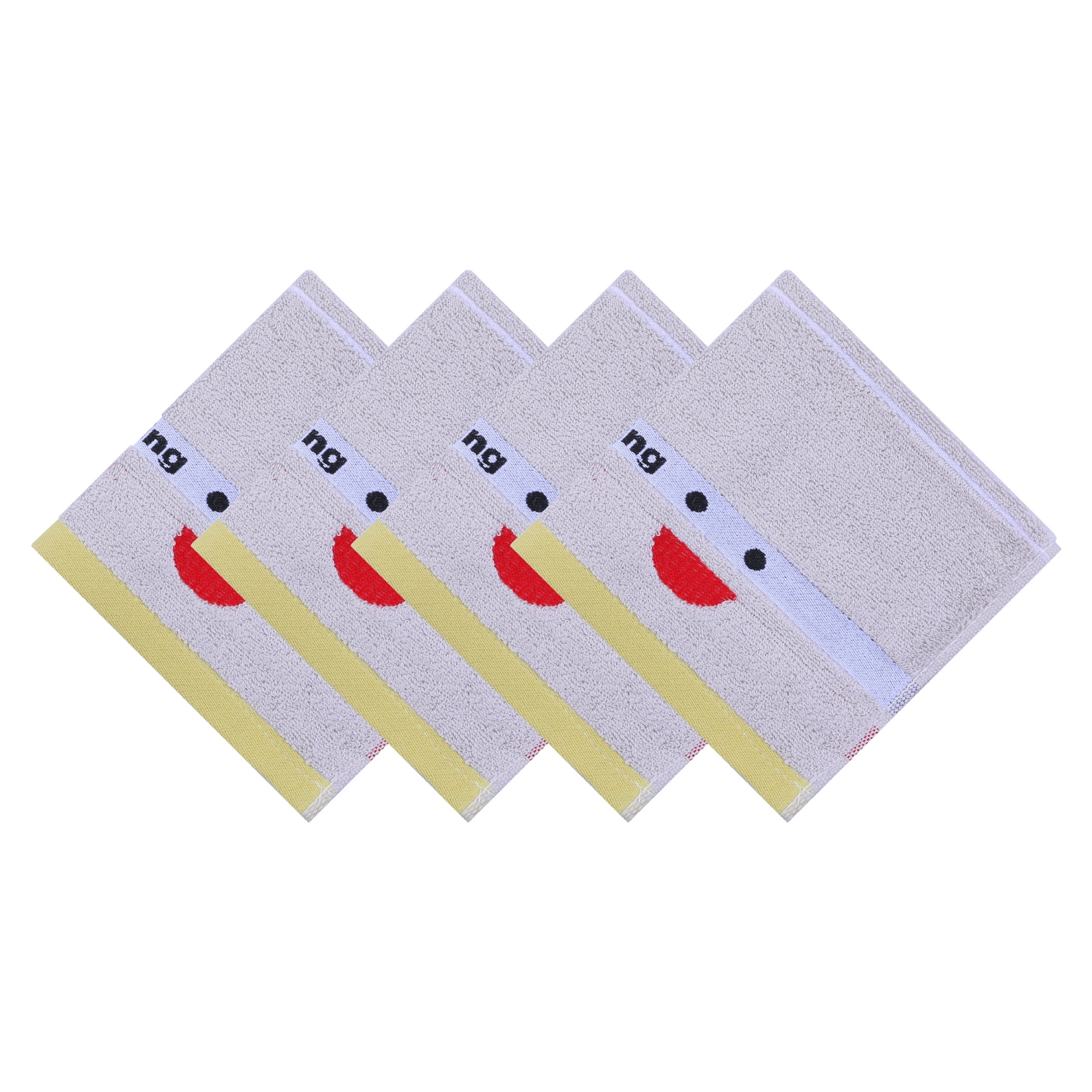Unique Bargains Embroidery Cotton 13 x 13 Inches Soft Absorbent Washcloths Grey 4pk