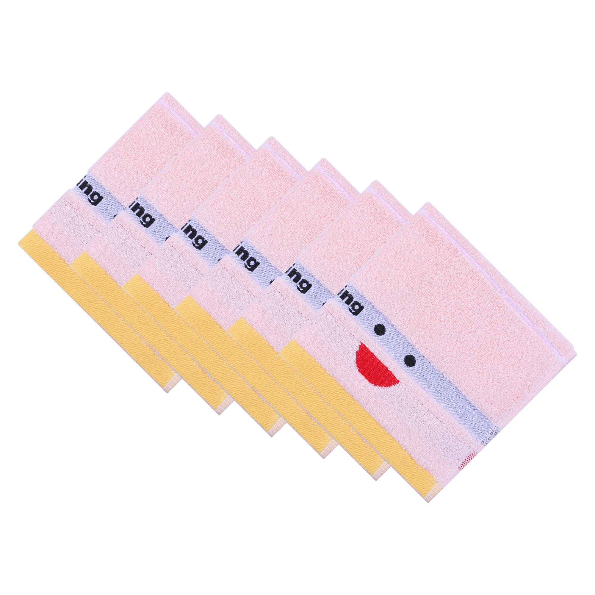 Unique Bargains Embroidery Cotton 13 x 13 Inches Soft Absorbent Washcloths Peach Pink 6pk