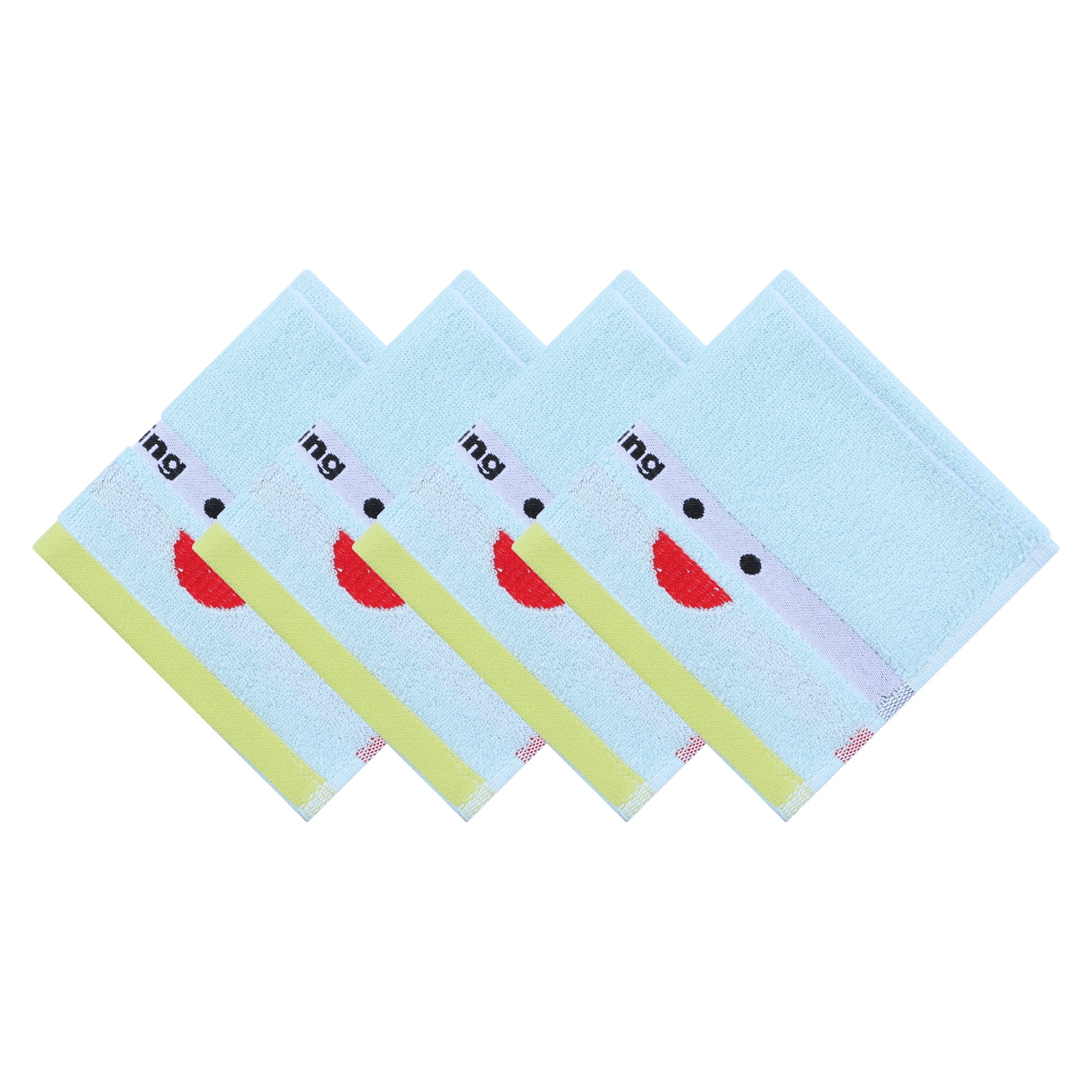 Unique Bargains Embroidery Cotton 13 x 13 Inches Soft Absorbent Washcloths Sky Blue 4pk