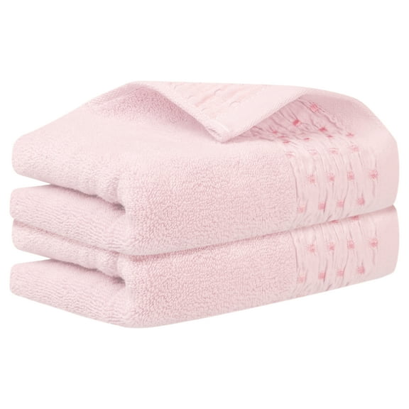 Unique Bargains Embroidery Pattern Hand Towels Set Cotton Comfortable Hand Towels Pink 2