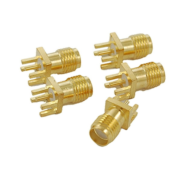 Unique Bargains End Launch PCB Mount SMA Female Plug Straight RF connector Adapter 5pcs
