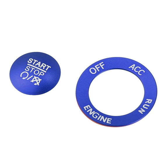 Unique Bargains Engine Start Stop Button Cover Kit Push Start Button Sticker for Dodge Charger Challenger Durango Blue