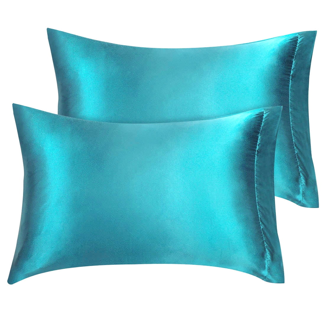 Unique Bargains Envelope Closure 2Pack Satin Pillowcases Pillow Covers Teal King