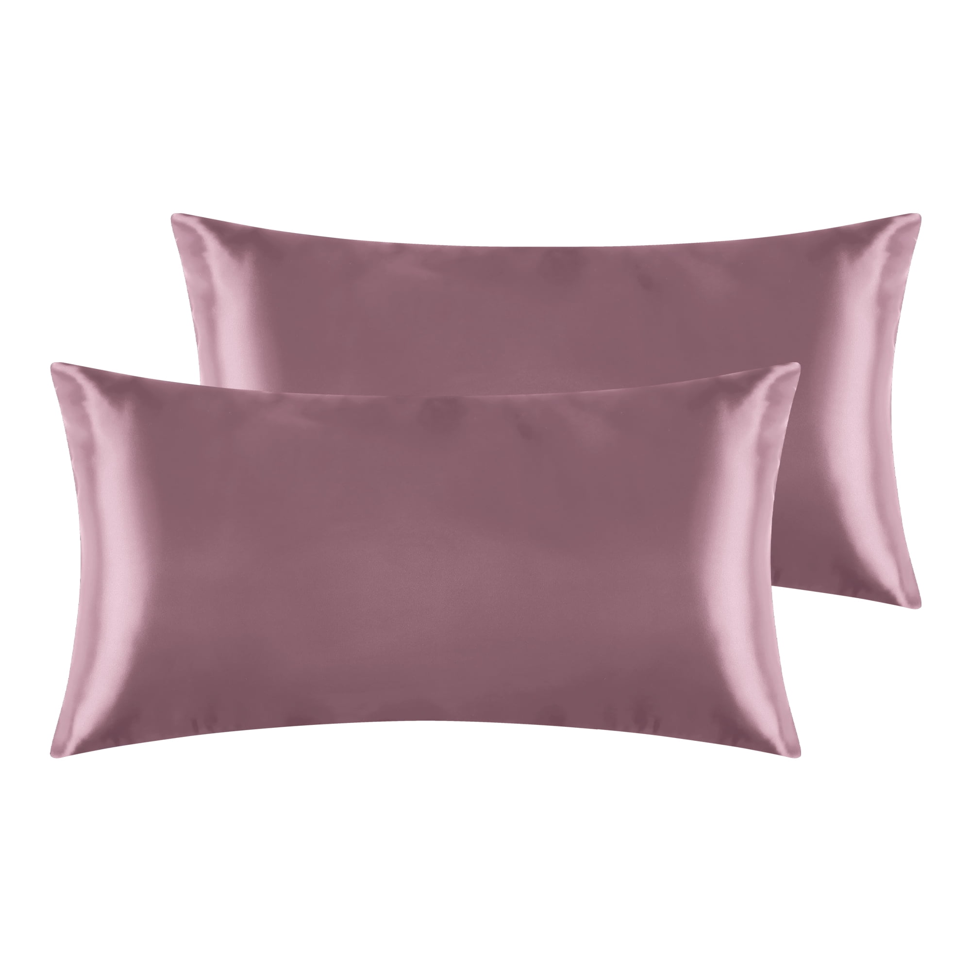 Unique Bargains Envelope Closure Breathable and Soft Satin Pillowcase (2 Count) Bean-Paste Color King